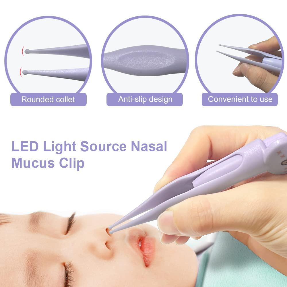 CSGTSWGS 2 Pack Baby Nose and Ear Cleaner, Nasal Booger and Ear Wax Removal Tool Nose Cleaner Tweezers with Light for Newborns Infants Adult Safely Clean Baby's Boogers Ear Wax Baby Must Have Items(Purple)