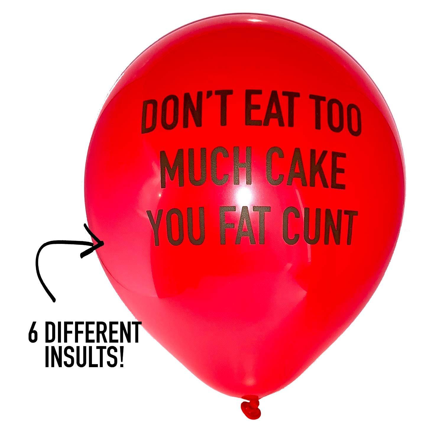 Brutal Brutal Balloons - Abusive Balloons Black & Red Pack of 12 - Rude Birthday Balloons for Adults - Insult Your Friends or Enemies with Funny Party Decorations - the Most Offensive Balloons on the Planet
