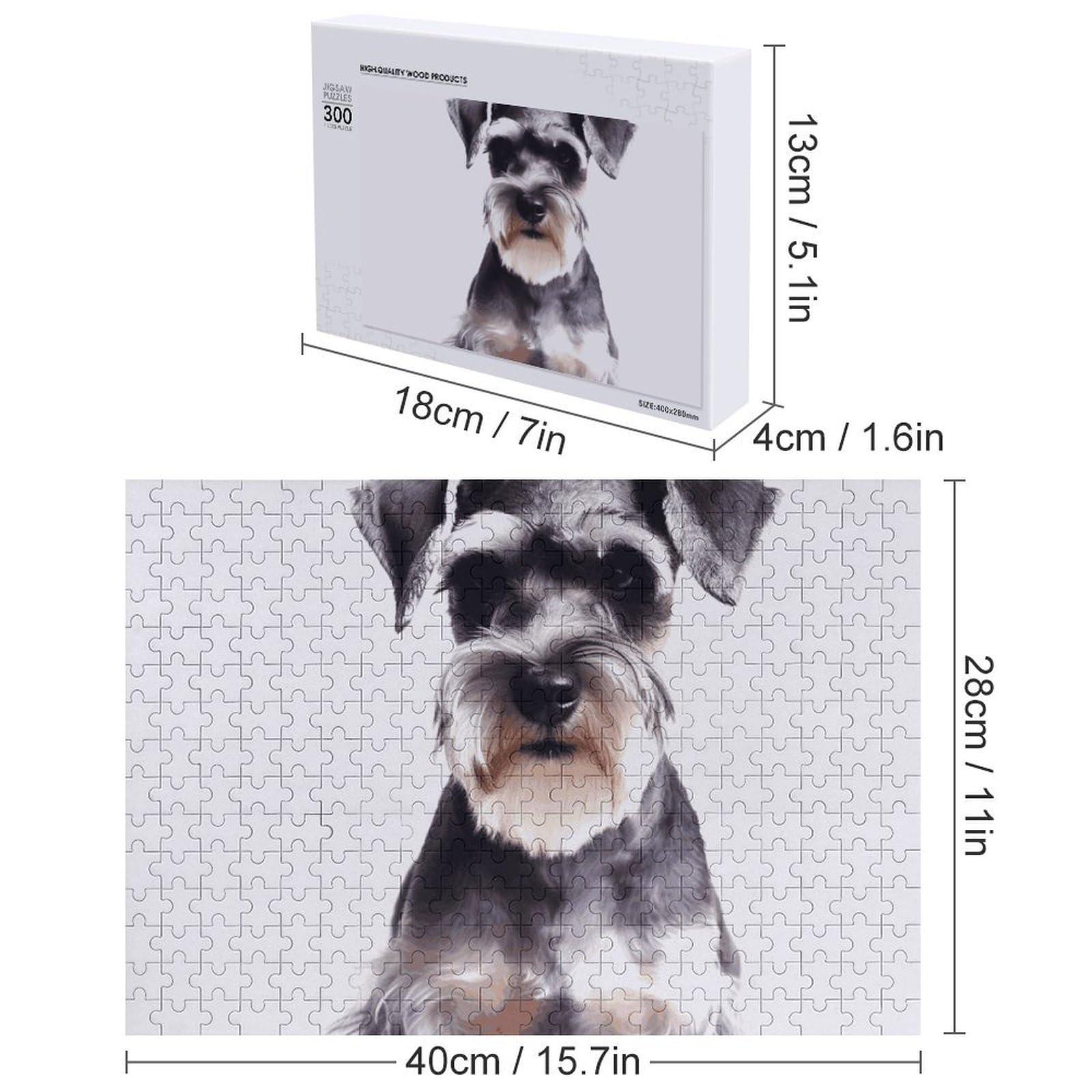 OURTEV Picture Puzzles for Adults 300 Pieces Jigsaw Puzzle Well-Behaved Schnauzer Personalized Puzzle Challenging Game Puzzle with Letters on Back Perfect for Game Nights