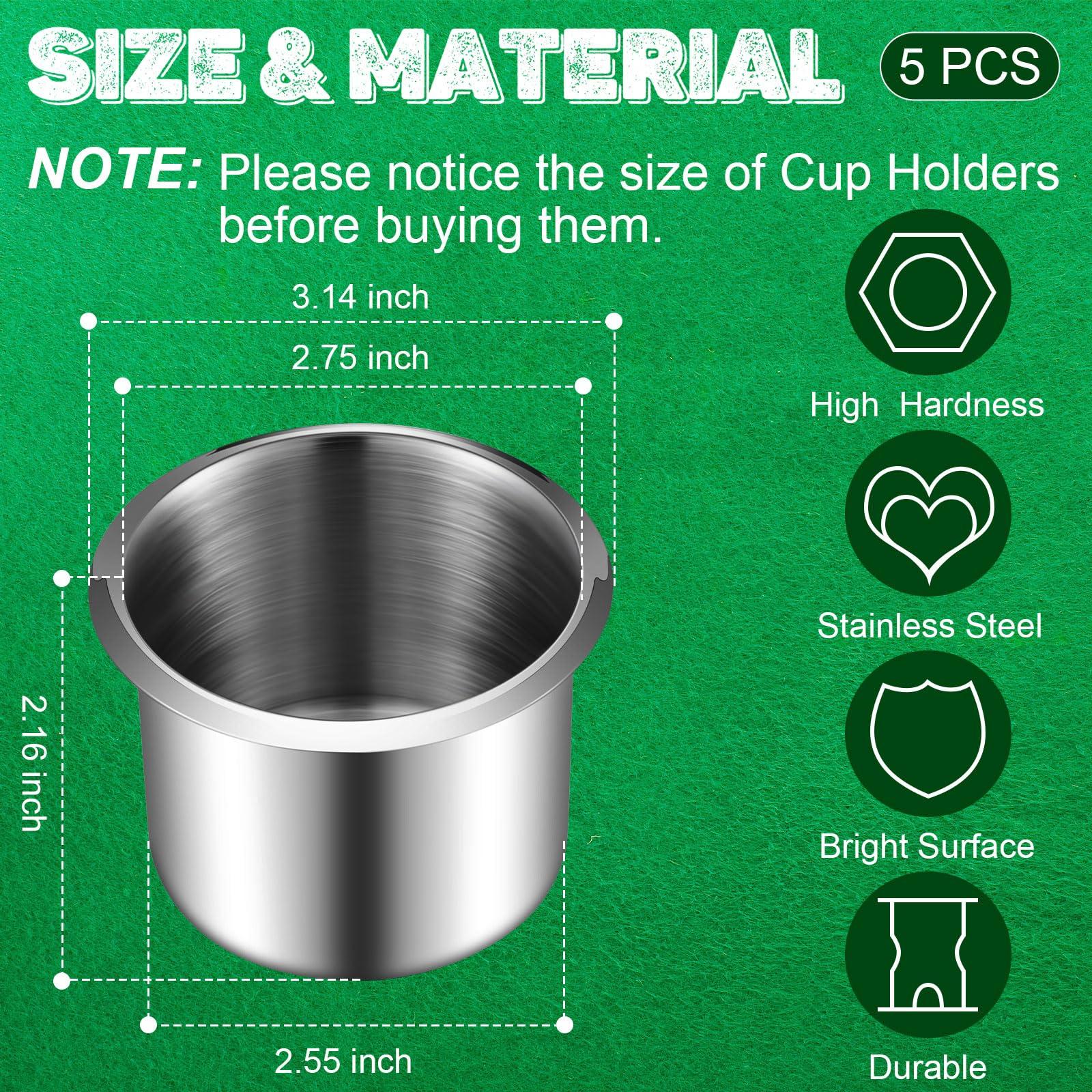 Tessco Tessco Poker Table Cup Holder Insert Stainless Steel Cup Holder Insert Cup Holder Table Poker Game Table Accessories for Desk Car Table Game Drink Cupholder Storage Replacement(15 Pcs)