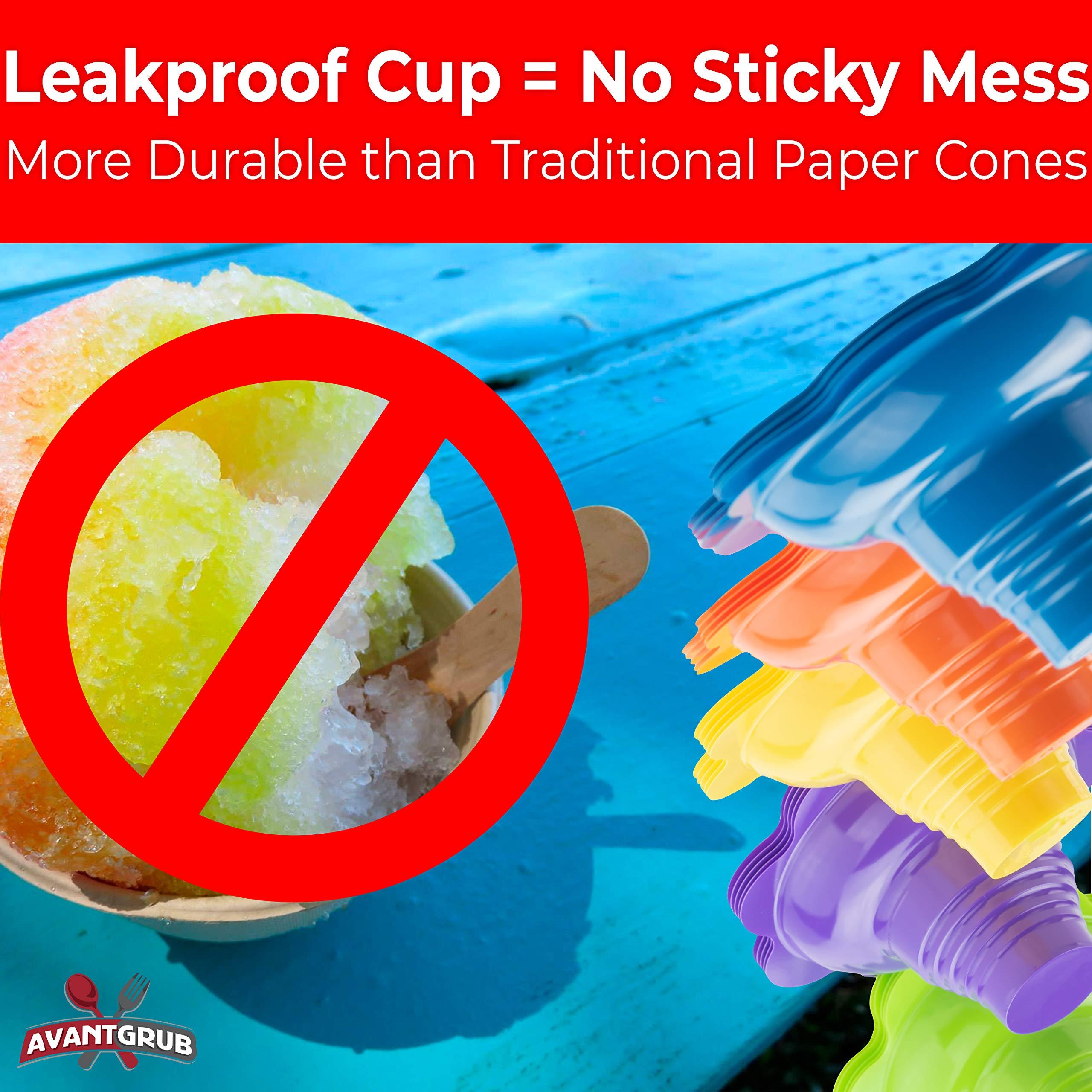 Avant Grub Leak Proof & Drip Catching, Super Cute Reusable 4oz Flower Snow Cone Cups 25 Pk, Colorful Easy Grip Bowls Perfect for Birthday Party, Summer Cookout, Shaved Ice, Snack, Ice Cream, Standalone Design