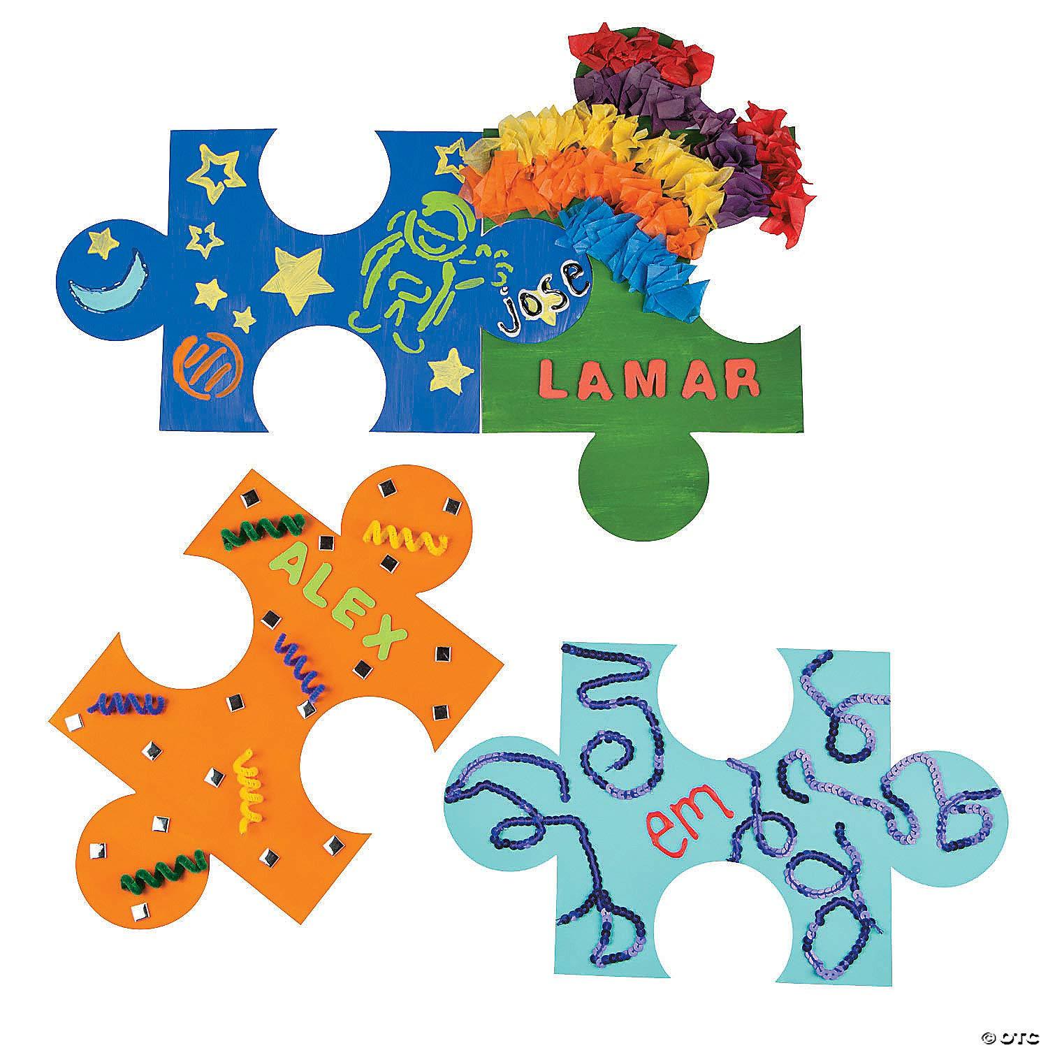 Fun Express DIY Gigantic Bulletin Board Puzzle - 24 Pieces, Each Piece 14 Inches - Teacher Classroom Decor and Crafts for Kids