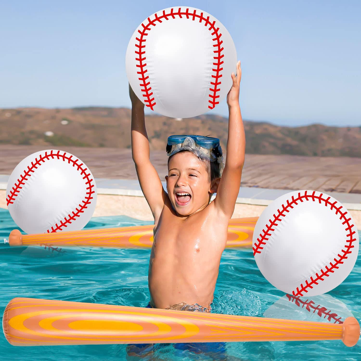 ZHBDMGK Inflatable Baseball Bat and Ball, 3Pcs Baseball Beach Ball Set Including 2Pcs 40 Inch Inflatable Bat and 1Pcs Baseball Beach Ball for Baseball Party Sports Game