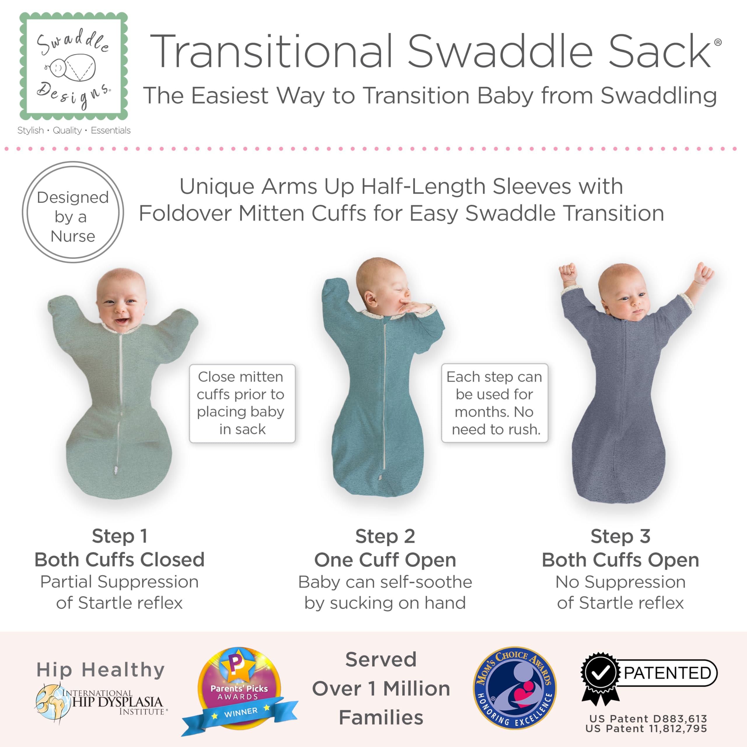 SwaddleDesigns SwaddleDesigns Transitional Swaddle Sack, Arms Up Half-Length Sleeves & Mitten Cuffs, Swaddle for Newborn Transition to Baby Sleep Sack Wearable Blanket, 6-9 mo, 21-24 lb, Watercolor Mountains & Trees