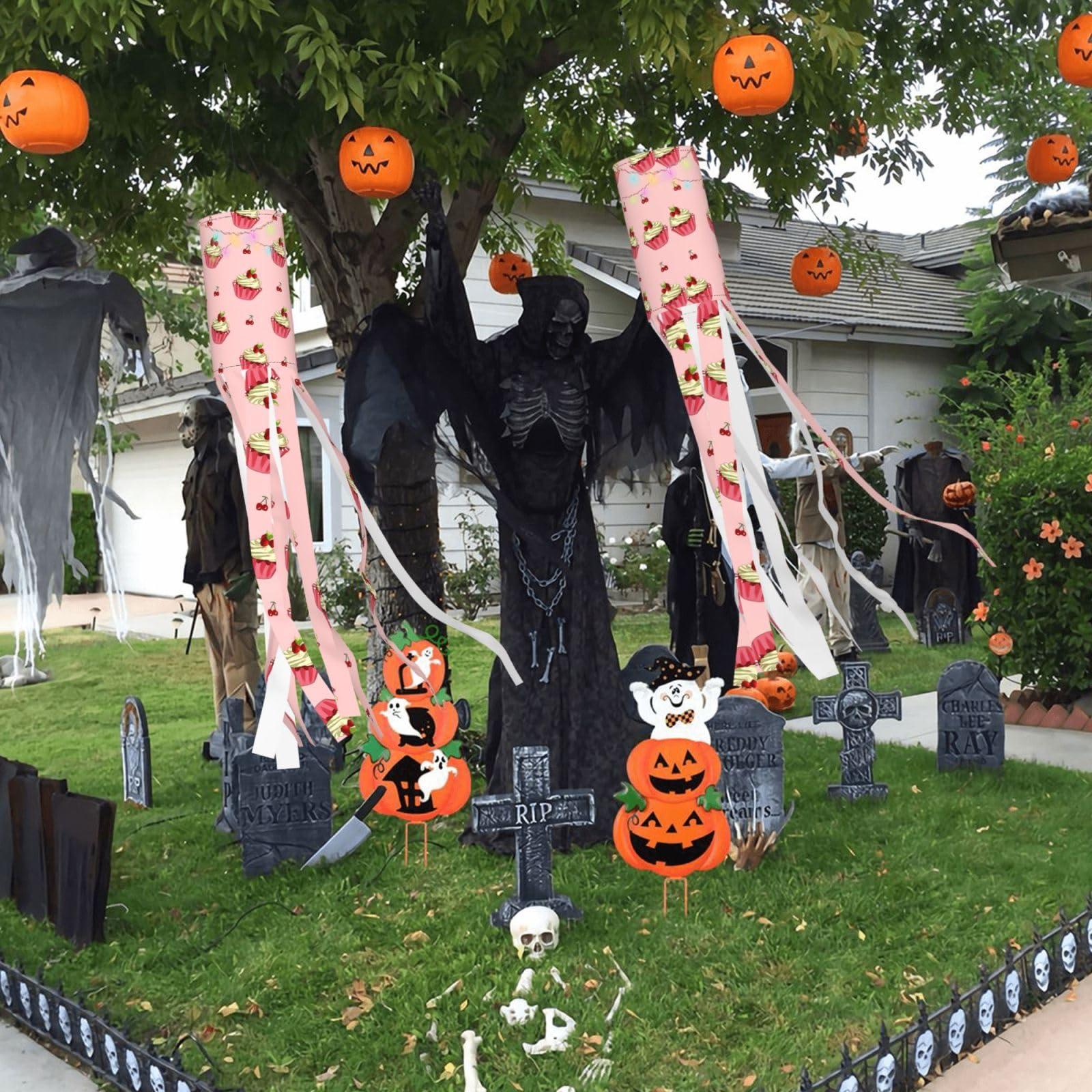 SamLng Cherry Cake Halloween Windsock - Print Decorations for Yard, Patio, and Garden - Perfect for Christmas, and Holiday