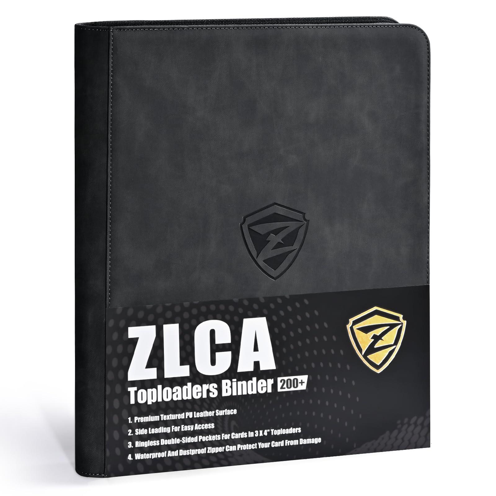 ZLCA ZLCA Toploader Card Binder, 9-Pocket Trading Card Album Holder fits for 3 x 4\'\' Top Loader, Double-sided Card Display Storage Carrying Case, Plastic Pages for Holding PTCG MTG Sports Cards (Black)