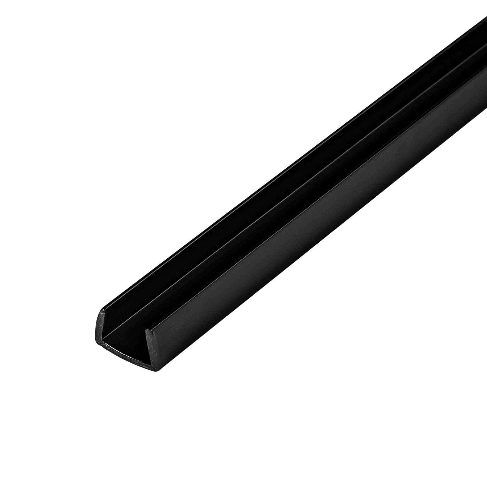 OUTWATER Outwater Plastics Gloss Black 3/8'' Rigid PVC Plastic U-Channel/C-Channel 48 Inch Lengths (Pack of 3)