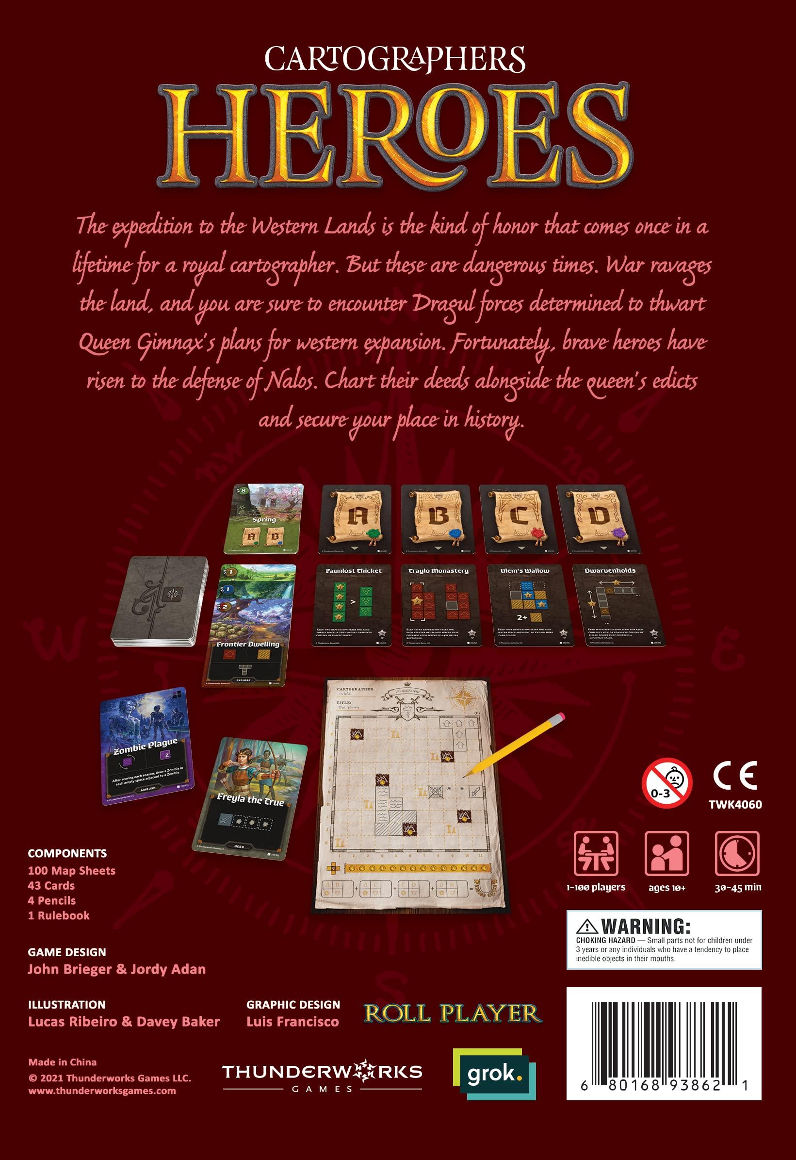Thunderworks Games Thunderworks Games - Cartographers Heroes | Standalone Expansion and Core Game | Award-Winning Game of Fantasy Map Drawing | A Roll Player Tale | Strategy Board Game | Flip and Write | Ages 10+