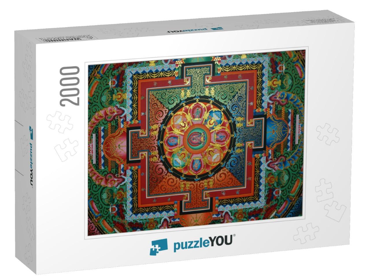 puzzleYOU Square Mandala on The Ceiling of a Tibetan Monastery... Jigsaw Puzzle Jigsaw Puzzle with 2000 Pieces
