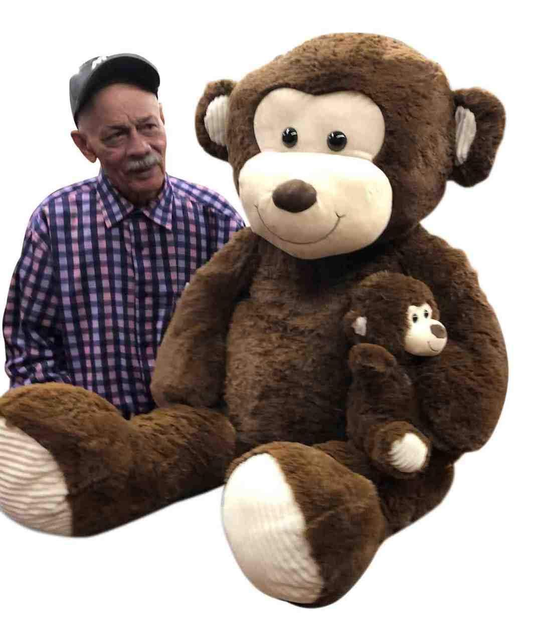 Big Plush Big Plush 4 Foot Giant Stuffed Monkey Holding Baby 48 Inches Soft 122 cm Huge Cuddly Stuffed Animal