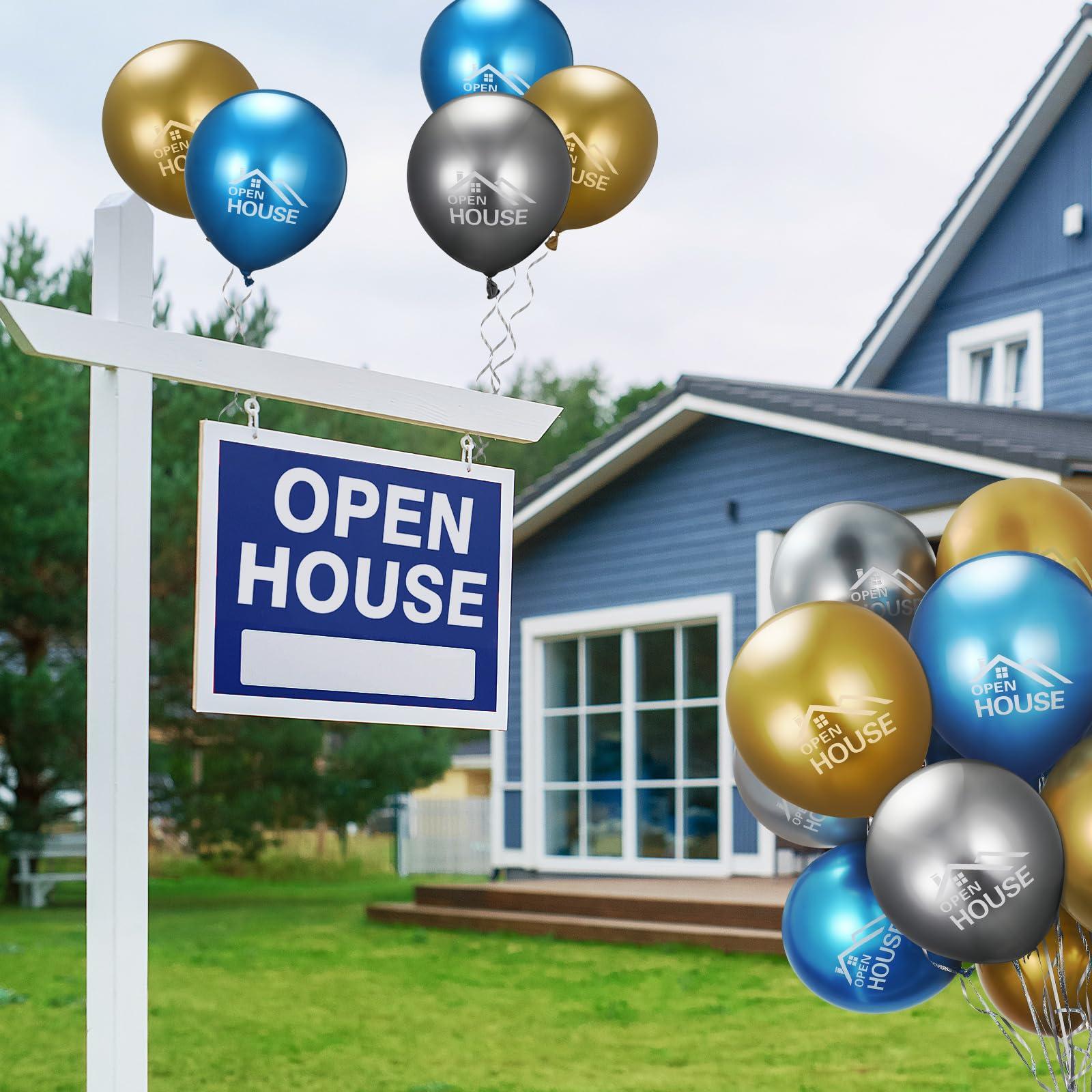 HyDren HyDren 72 Pcs Open House Balloons House for Sale Balloons 15.7 Inches Metallic Balloons for Real Estate Balloons Supplies Signs for Open House Yard Sign House Signs