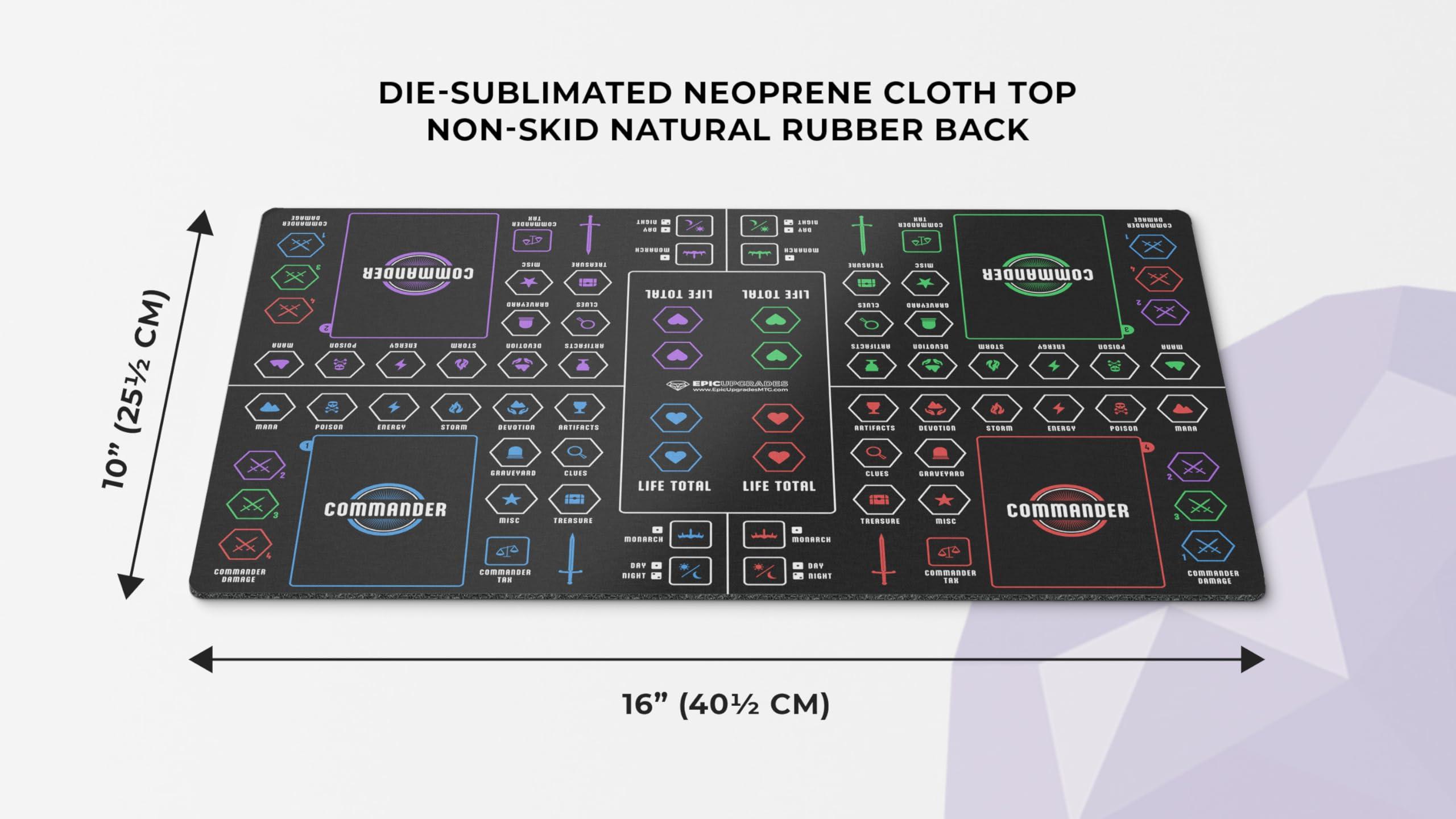 Epic Upgrades Ultimate Commander Zone MTG Mat | 16\"X10\" EDH Life + Resource Tracker