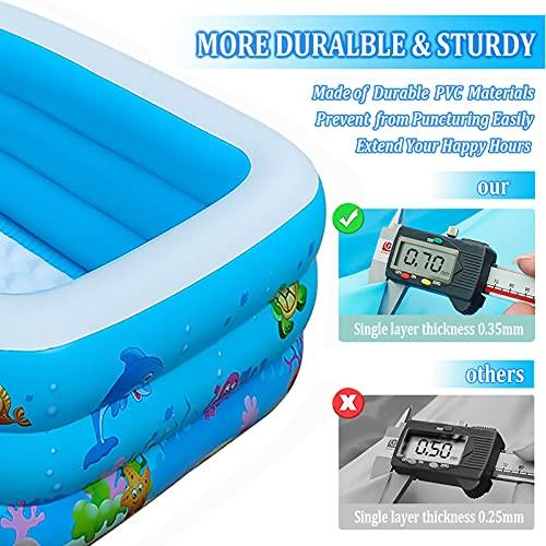 TONGQU TONGQU Paddling Pool for Kids, Rectangle Inflatable Swimming Pool for Kids, Baby Paddling Pool for Garden Backyard Indoor & Outdoor, Easy to Inflate,Ocean,1.1m