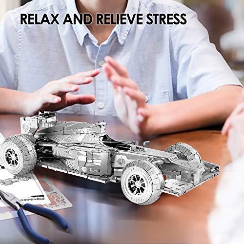 Piececool Piececool 3D Metal Puzzles, Silver Formula Car Model Kits, DIY 3D Metal Model Cars Kits to Build for Adults, Brain Teaser 3D Puzzles Toys for Teens, Great Birthday New Year Gifts, 69 Pcs