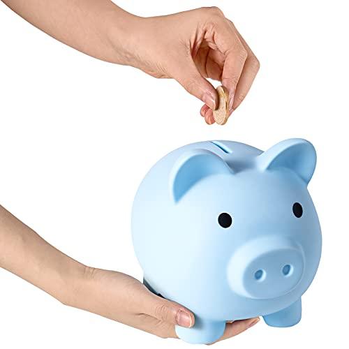 PJDRLLC PJDRLLC Large Piggy Bank, Unbreakable Plastic Money Bank, Coin Bank for Girls and Boys, Large Size Piggy Banks, Practical Gifts for Birthday, Easter, Christmas (Blue)