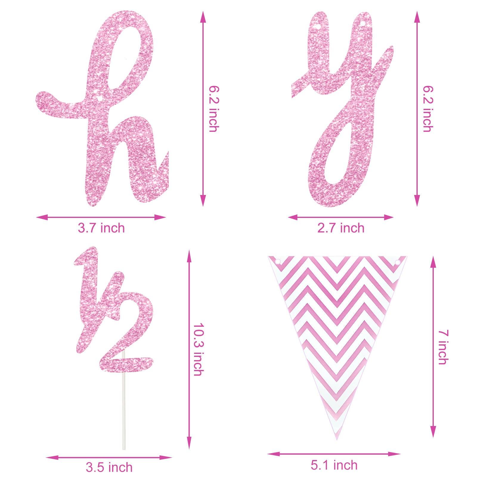Boao 6 Months Banner Happy Birthday Banner Happy 1/2 Birthday Banner Glitter 1/2 Half Year Cake Topper Triangle Flag Banner for Half Year Baby Shower Birthday Party Decoration, Pre-strung (Pink)