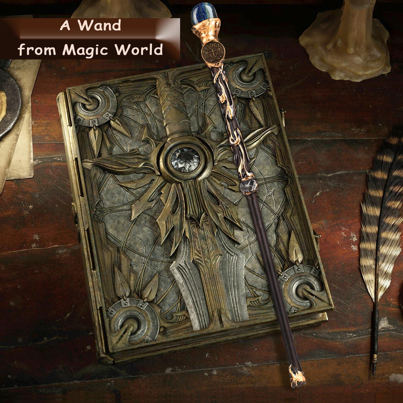 DUQGUHO DUQGUHO Libra Wand Lapis Lazuli Stone Magic Crystal Wand Libra Gifts Handcrafted Witch Fairy Wizard Zodiac Wand Sorcerer Cosplay Accessories Party Stage Costume Wands