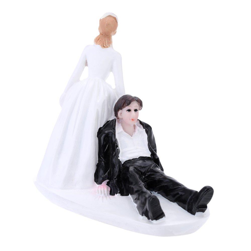 Ailgely Ailgely Bride Dragging Groom Cake Topper,Funny Wedding Cake Toppers Bride and Groom,Figurine Wedding Cake Topper Romantic Wedding Party Decoration Adorable Gift