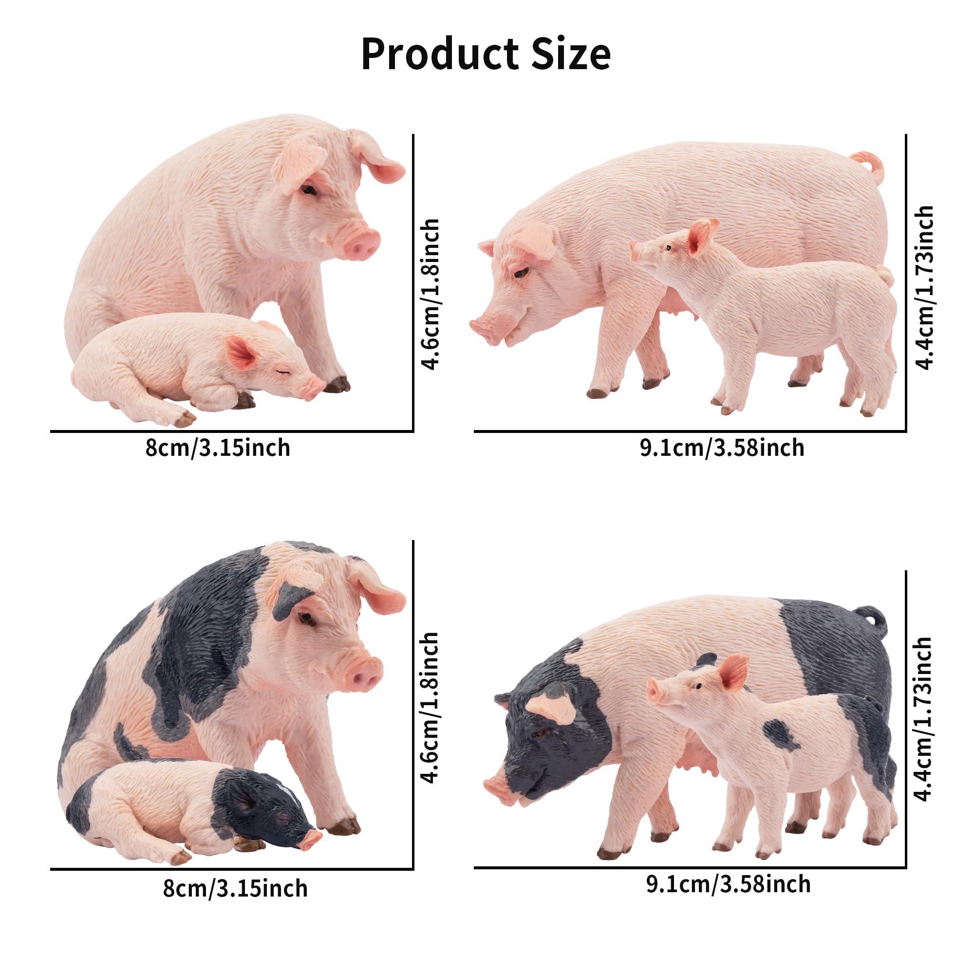 Toymany Toymany 28PCS Realistic Pig Figurines Set with Fence Toys, Plastic Farm Animals and Fencing Panel Accessories Playset, Birthday Christmas Toy Gift for Kids