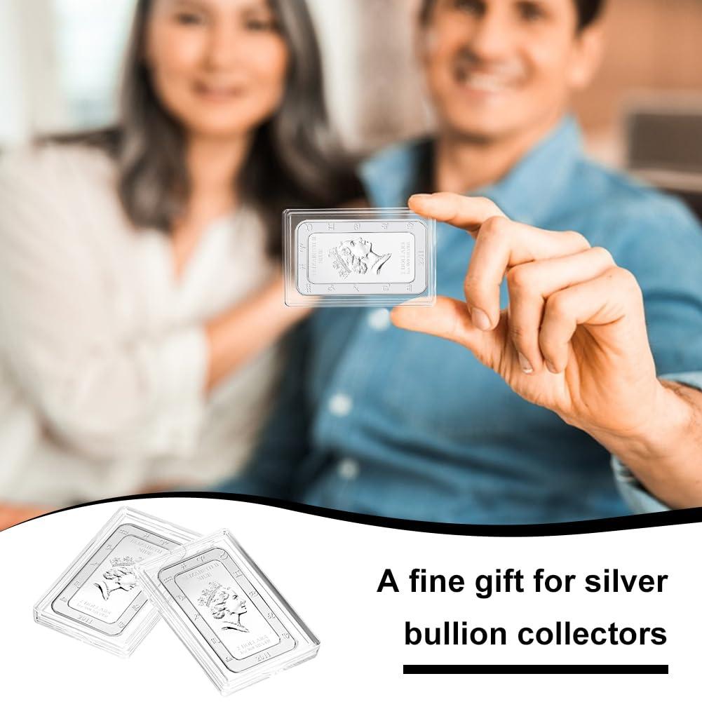 FINGERINSPIRE FINGERINSPIRE 18 Pcs Silver Bar Case Acrylic Silver Bar Holder Clear Storage Container Compatible Gold Silver Bar 1.3x2.1 Inner Storage Silver Bullion Storage for Collection of Gold Bar Silver Bar