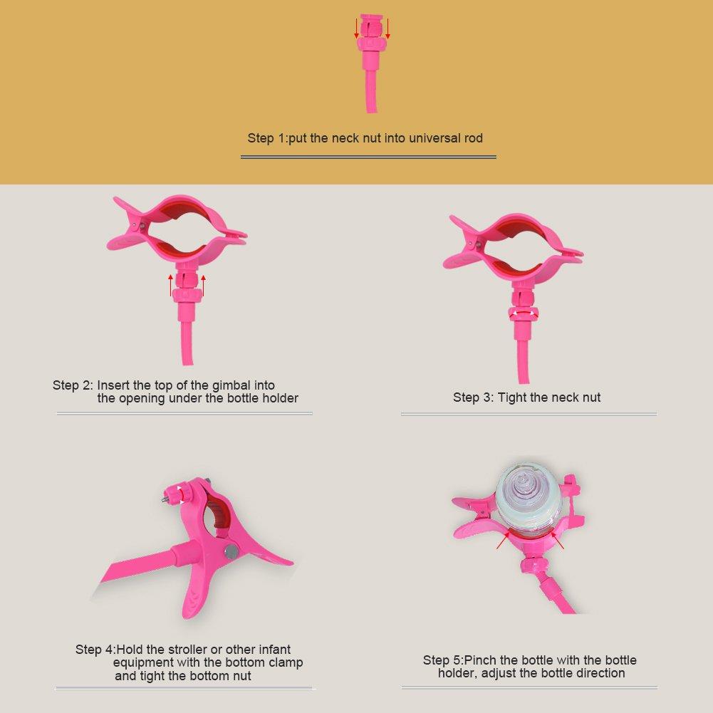 Pengsha Qi Baby Hands-Free Feeding Bottle Holder, can be rotated 360, Used for Baby Stroller, Baby Crib, Feeding Support, can be Bent to The Desired Position