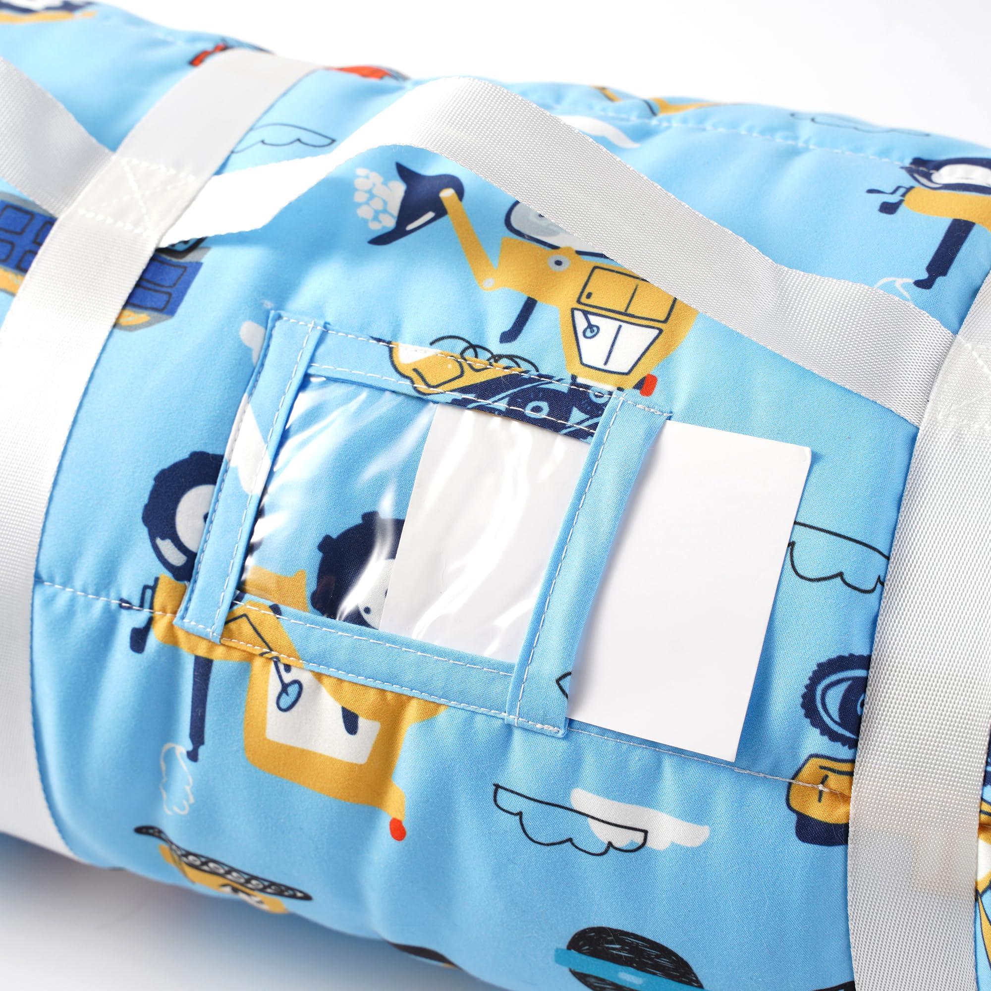 Bunnikins & Clover Bunnikins & Clover Toddler Nap Mat with Removable Pillow & Minky Blanket, Roll Up Nap Mats for Preschool, Soft Kids Sleeping Mat for Boys Girls Kindergarten Daycare