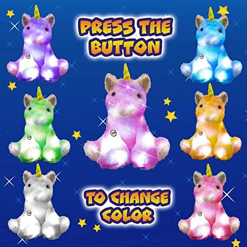 The Noodley The Noodley Rainbow Lites Color Changing Light up Unicorn Stuffed Animals for Girls Plush Sleep Toy Soft Night Light 16 inch