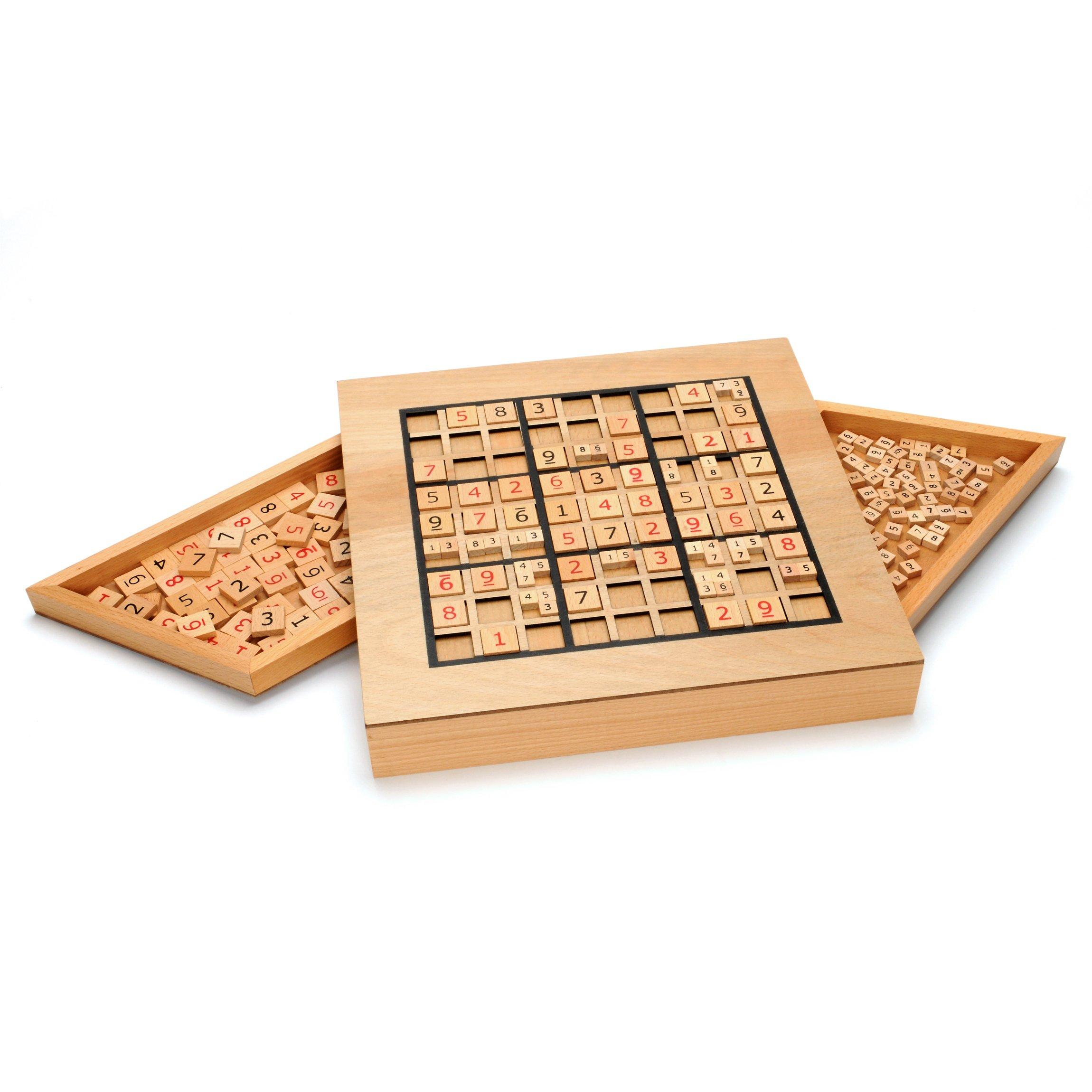 WE Games WE Games Wooden Sudoku Puzzle Board Game with Number & Thinking Tiles + Replacement Wooden Sudoku Number Tiles
