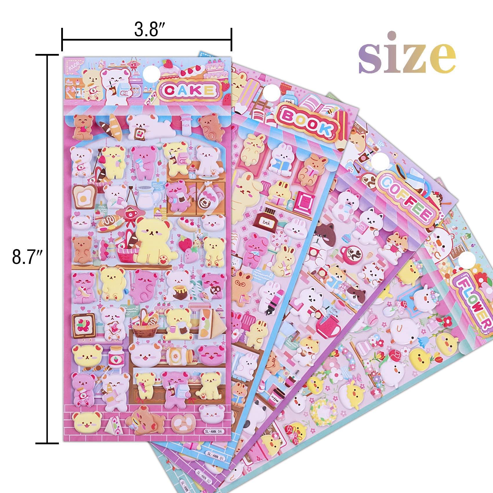 Divwa Cute Puffy Stickers for Kids, 4 Sheets 3D Foam Animal Cat Bear Rabbit Chicken Sticker for Girls Boys, Bulk Scrapbooking, Stickers for Birthday Gift, Party Supplies, Reward