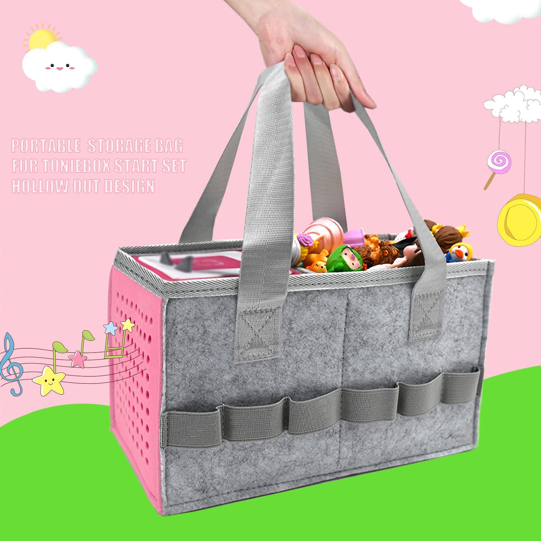 AZTOPA AZTOPA Travel Carrying Case Compatible with Toniebox Audio Player Starter Set,Educational Musical Toy Storage Bag Folding Hand Bag for Tonies Figurines (Pink)