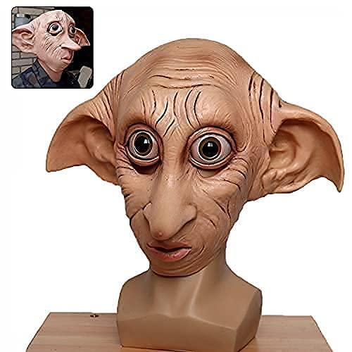 SANWENYU SANWENYU Halloween Goblin Mask Costume Prop, Cute Fairy Pixie Elf Ears Headgear Cosplay Decorations, Masquerade Mask Latex Full Head Overhead Anime Party Carnival Decoration Props