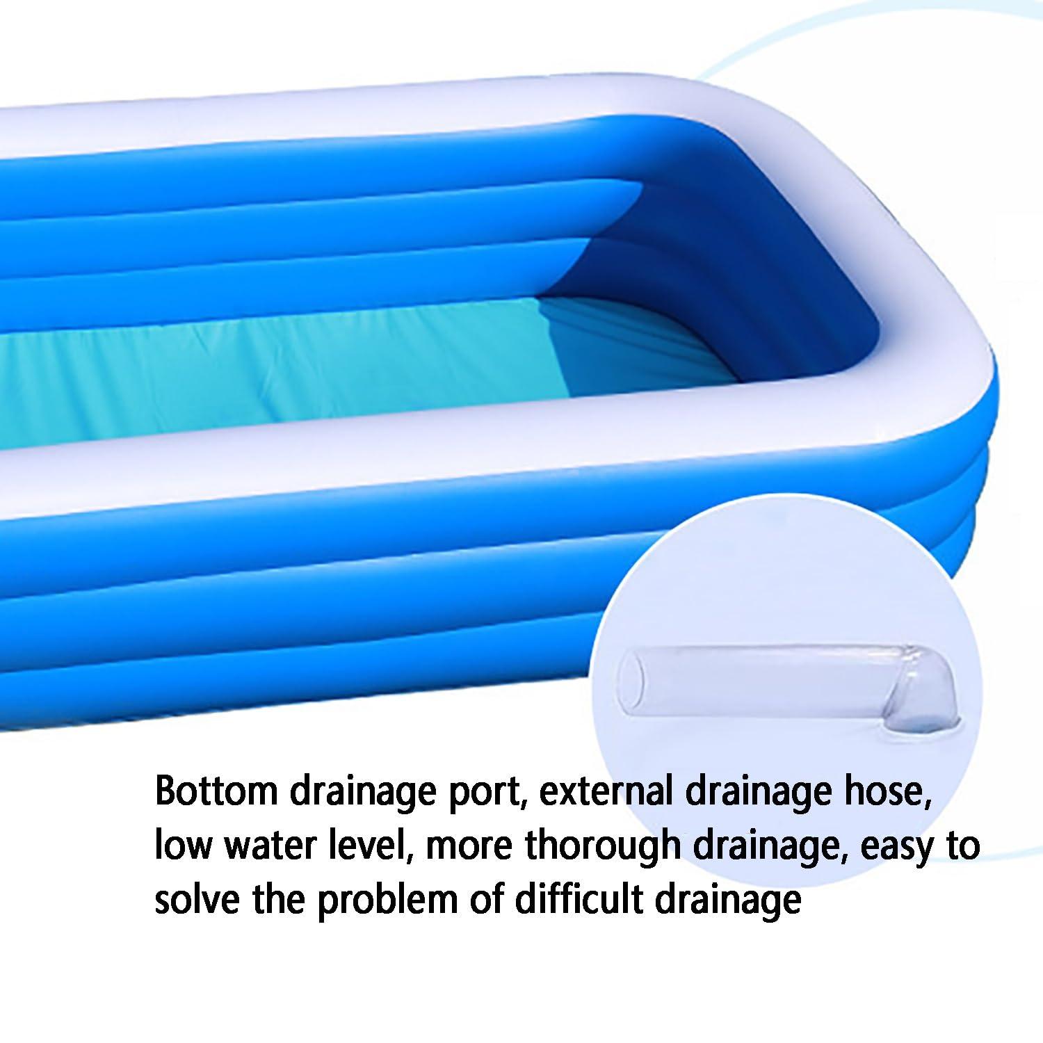 HSPLXYT Inflatable Pool/Large Rectangular Swimming Pool, Kiddie Pools, Thickened Outdoor Pool for Garden Backyard ToddlersVarious Functions, Ball Pool, Sand Pool, Fishing Pool(Size:2.6m)