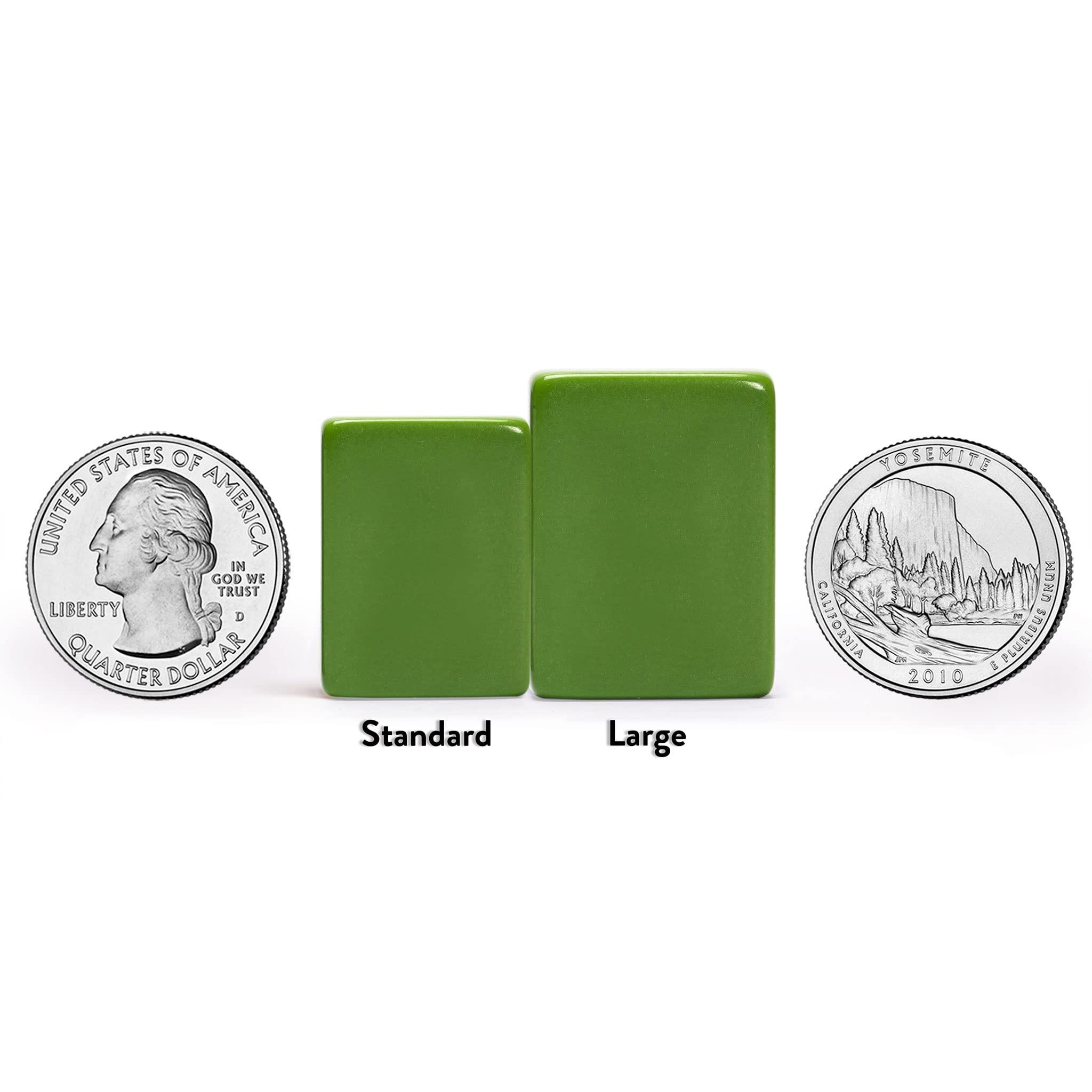 Yellow Mountain Imports Yellow Mountain Imports Japanese Riichi Mahjong Set - Large White and Green Tiles, Vinyl Case - Includes East Wind Tile, Betting Sticks, and Dice