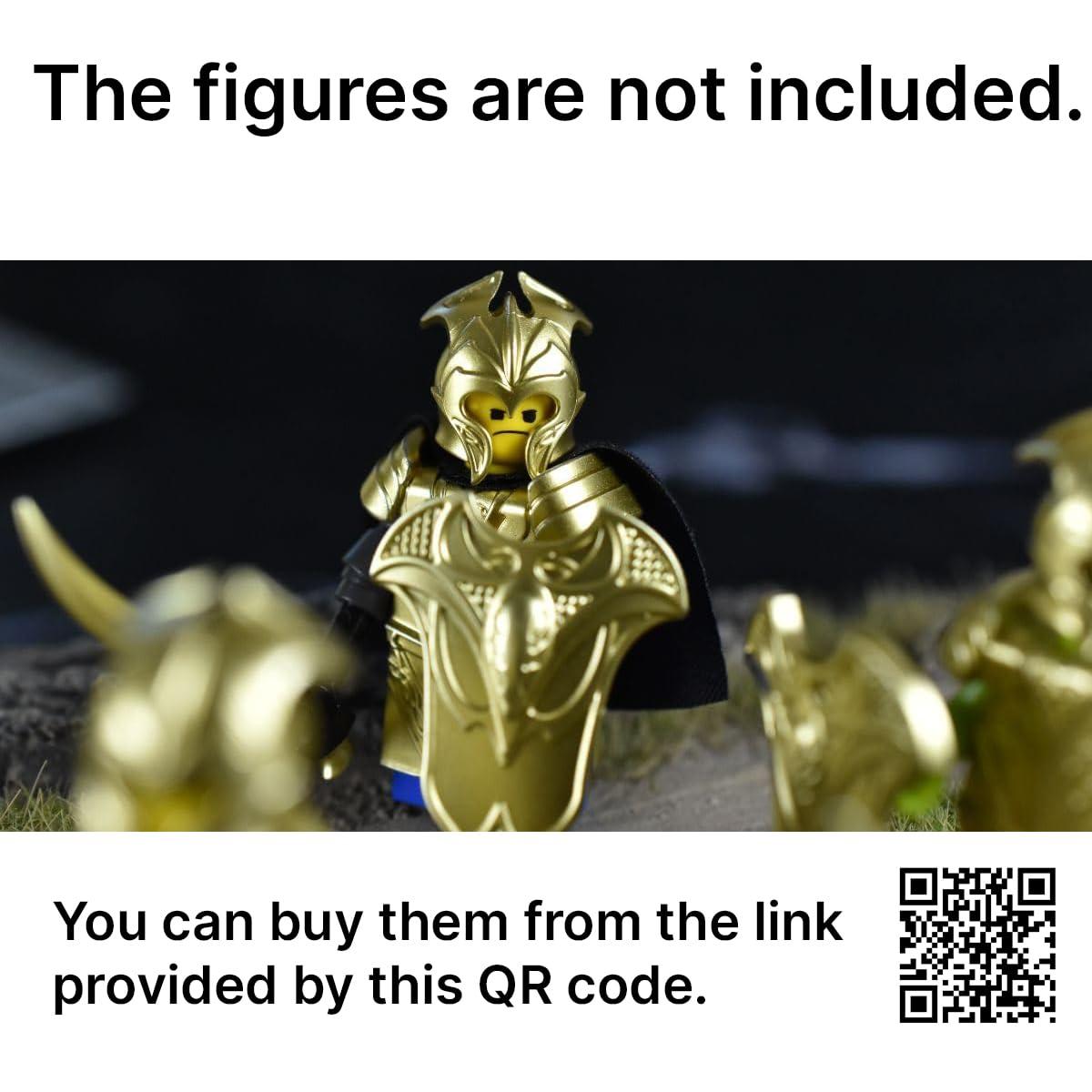 MAGMA BRICK MAGMA BRICK Elf Metalic Gold and Rose Gold of Lances, Bows, Sword, Helm and Armour for Major Brand Building Block Minifigure 72 PCS