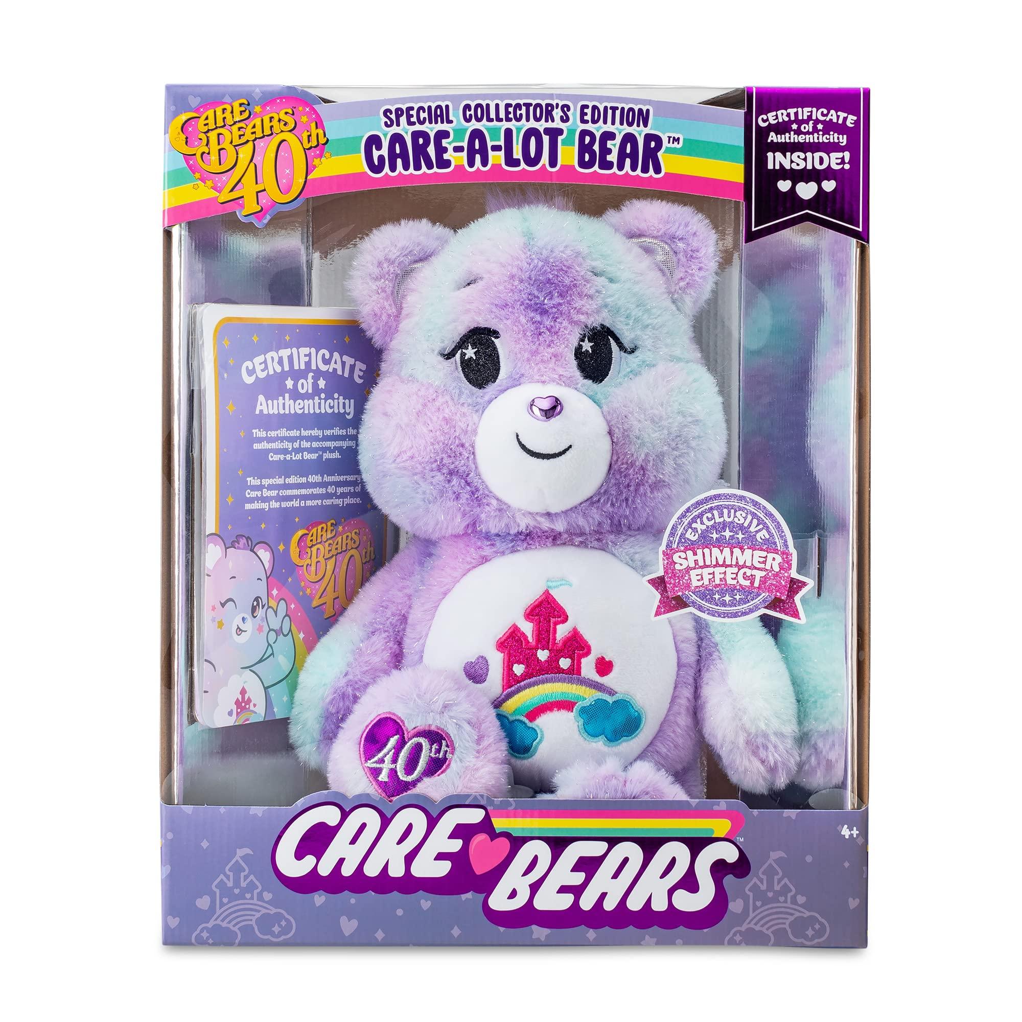 Care Bears Care Bears Care-a-Lot Bear - 40th Anniversary - Purple Plushie for Ages 4+ Stuffed Animal, Super Soft and Cuddly Good for Girls and Boys, Employees, Collectors, Great Valentines Day Gift for Kids