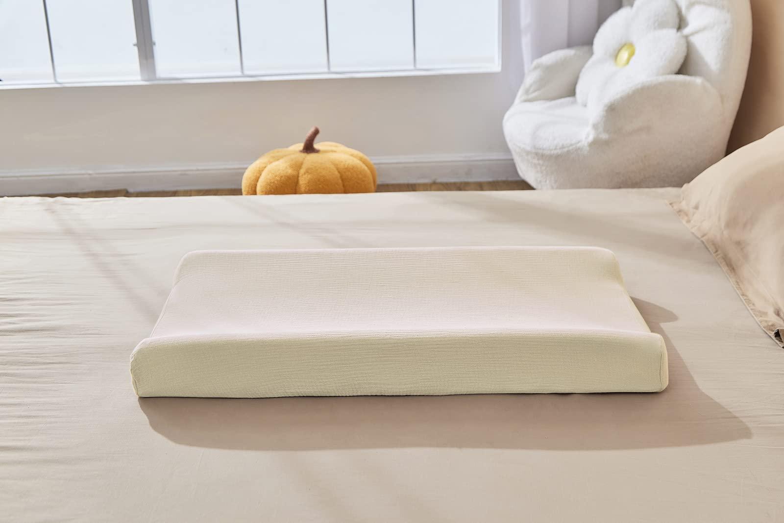 Aullar Solid Muslin Changing Table Pad Cover Cradle Sheet, Fits 32"/34''x16 Contoured Diaper Changing Pad, Ultra Soft Cozy Muslin Cotton Changing Table Covers, Breathable Wipeable Removable (Sand)