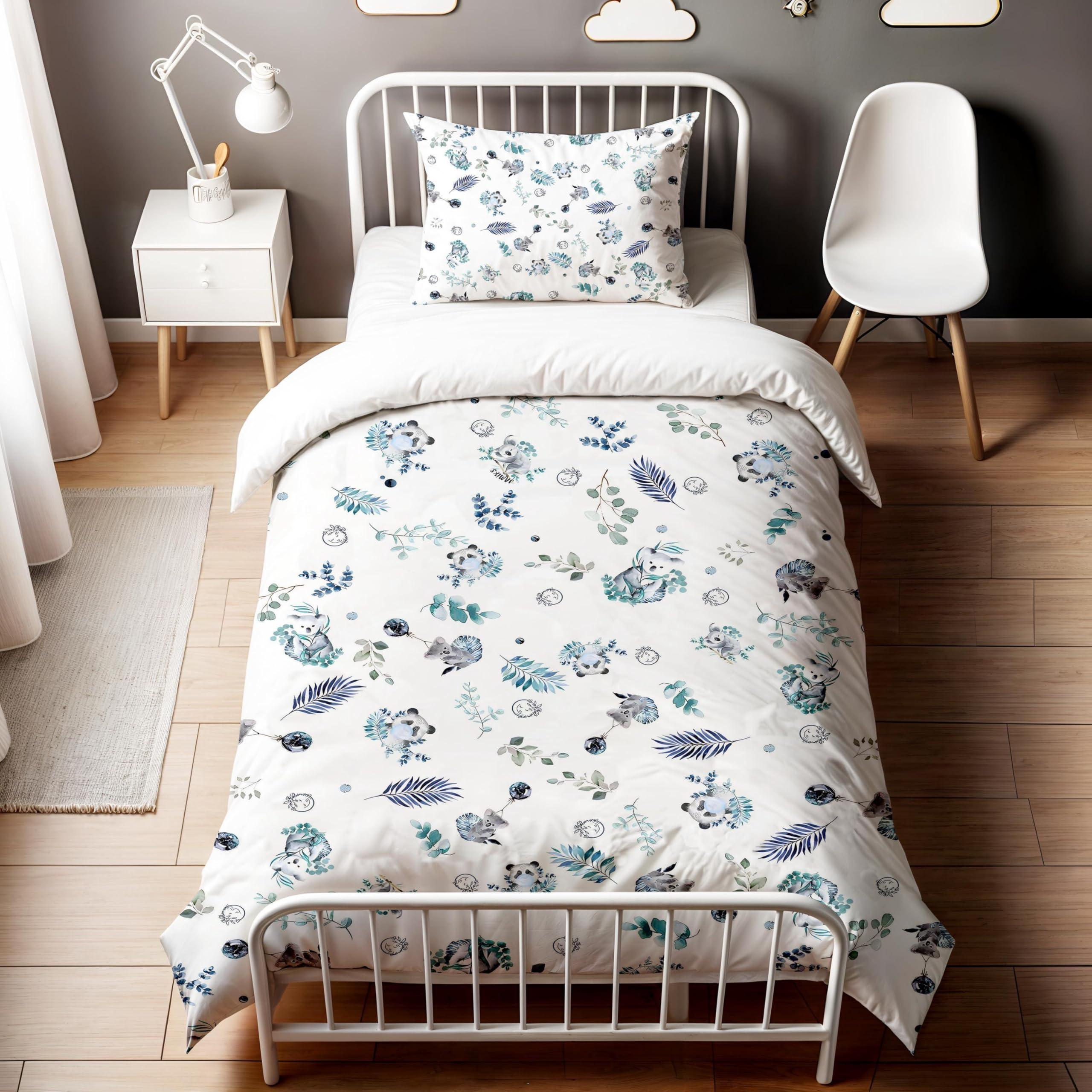 UEUEAE UEUEAE White Koala Kids and Baby Bedding Set, Koala Bears and Eucalyptus Soft Cotton Nursery Duvet Cover and Pillow Case Toddler Bedding 245x210cm(96"x83")