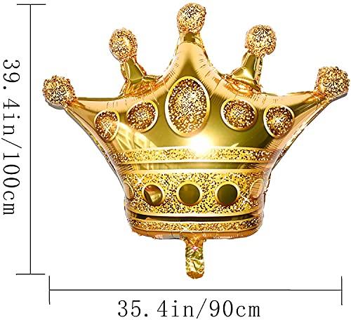 MYUBWTF MYUBWTF 6 Pieces 40 inch Large Gold Crown Balloons, Giant Foil Cap Balloon, Aluminum Foil Helium Balloons for Birthday Wedding Party Decorations Anniversary Party Halloween Christmas (40-inch)