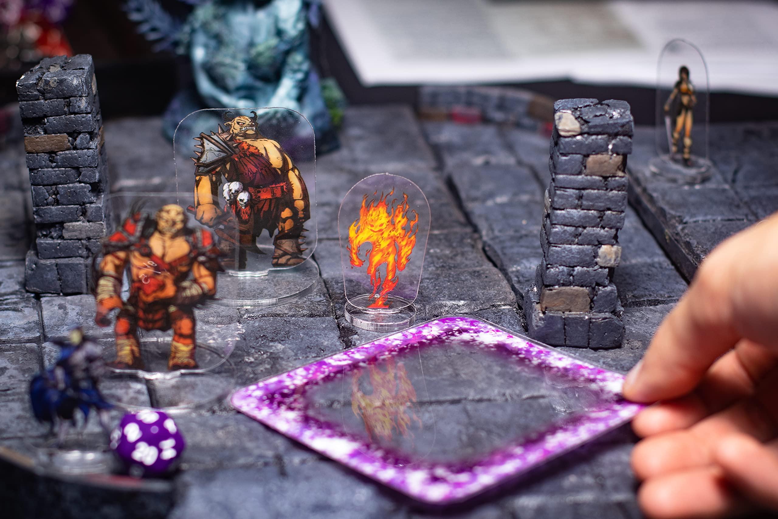 Arcknight Arcknight Spell Effects Templates for D&D 5E; 24pc Markers for AOE Spells with Reference; Condition, Buff, and Summon Tokens; for DND Pathfinder TTRPG