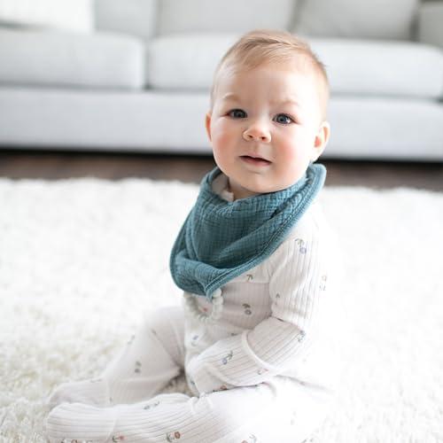 Dr. Brown\'s Dr. Brown's Muslin Bandana Bibs with Snap-On Removable Beaded Teether, Cotton Baby Bib for Teething & Drooling, Light Blue/Teal, 3m+, 2 Pack