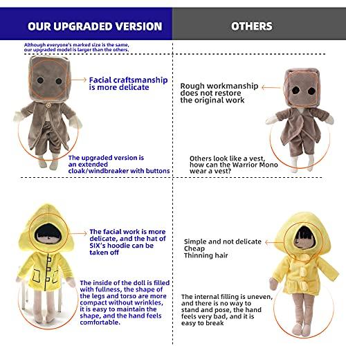 TYISON Little Nightmares Plush Mono Bag hat Little Nightmares 2 and Nomes Plush Toy Doll Idea Gift for Kids Girls Boy Children Game Fans