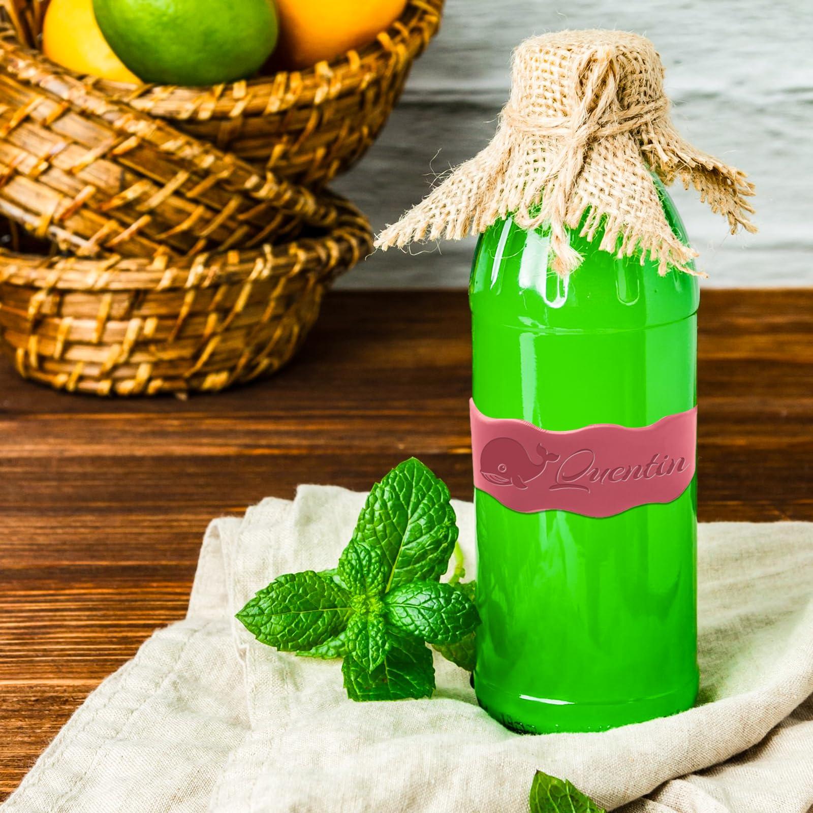 Coregiftr Water Bottle Labels Personalized Bottle Labels Daycare Reusable,Silicone Baby Bottle Water Bottle Name Bands,Water Bottle Labels Waterproof Material Pack of 3