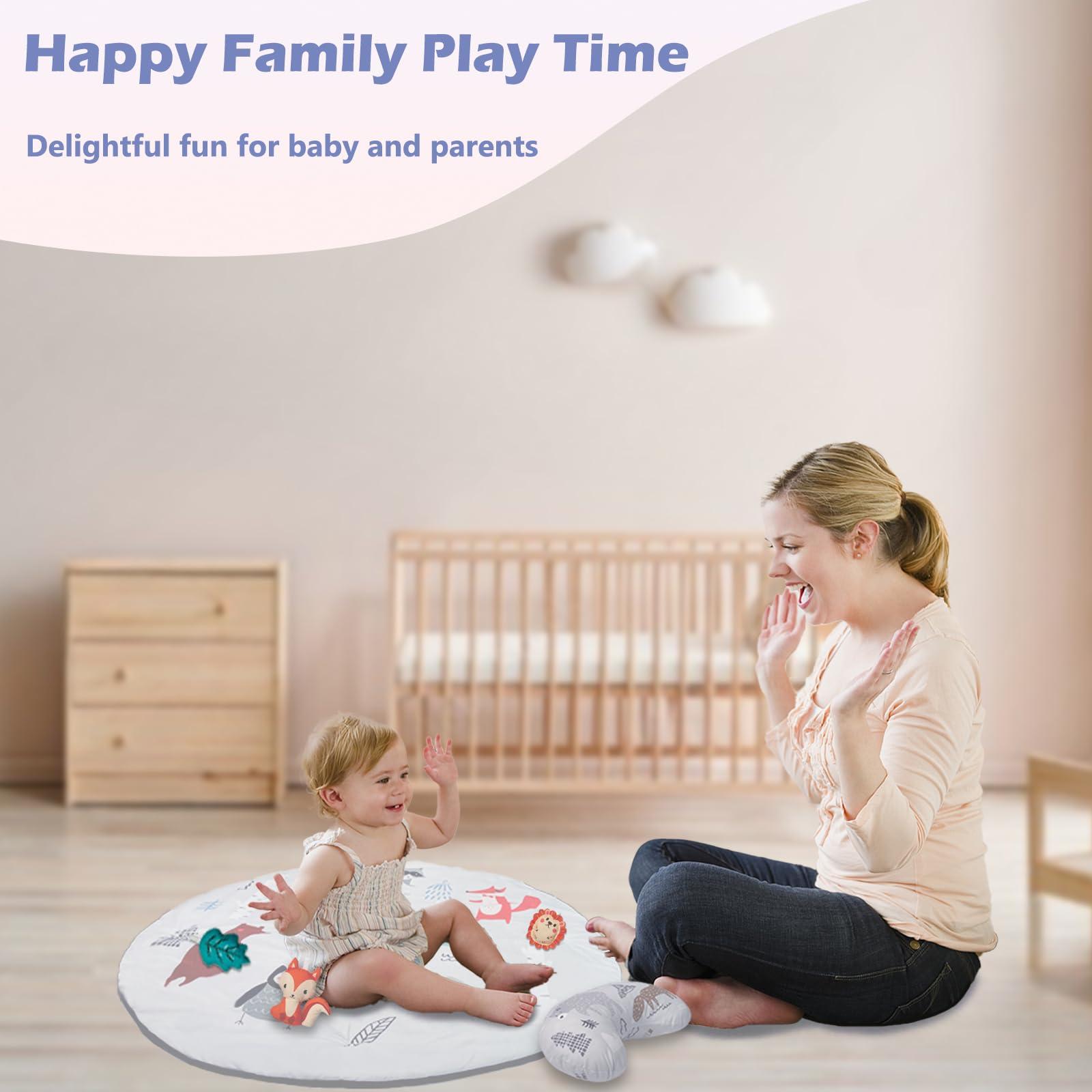 BAYMI BAYMI Baby Gym Play Mat, Baby Play Gym with 6 Detachable Sensory Toys, Foldable Tummy Time Activity Mat for Sensory & Motor Skills Development, Baby Toys Gift for 0-3, 3-6, 6-12 Months