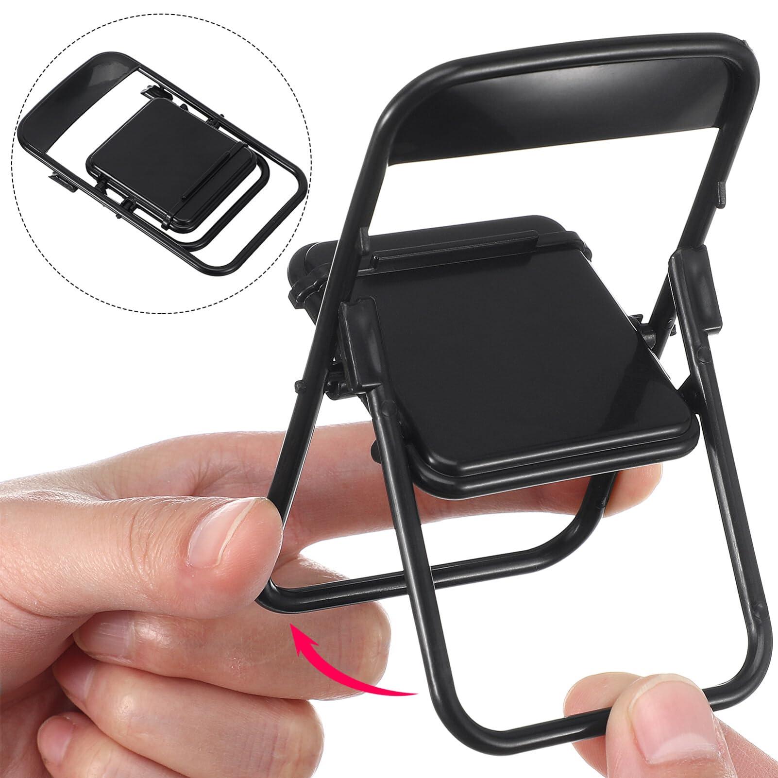 HOLIDYOYO HOLIDYOYO 24Pcs Mini Foldable Chairs, Dollhouse Mini Furniture Doll Chair, Miniature Folding Chairs, Funny Cell Phone Stand Holder, Miniature Plastic Chair, for Dollhouse Decoration