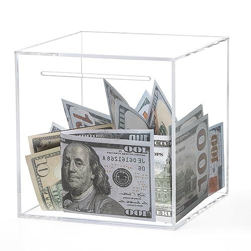 Kypeeka Kypeeka Clear Acrylic Piggy Bank for Adults Kids, Clear Money Saving Box Must Break to Open, Unopenable Piggy Bank for Cash Coins - 4.72\"