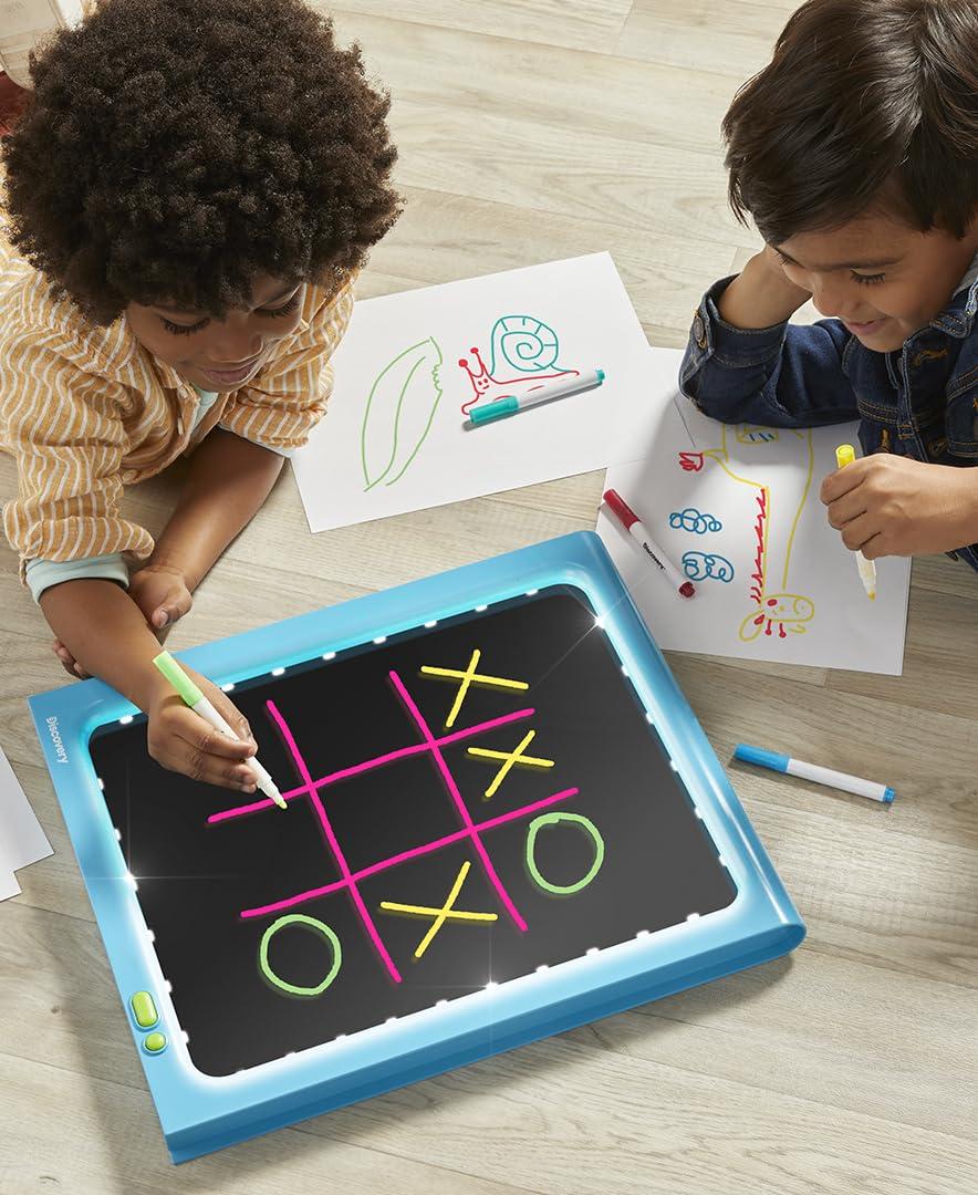 Discovery Kids Discovery Glow Easel Dual-Sided Art Station 34 Floor Standing Easel with Light Board, Whiteboard, 6 Neon Dry-Erase Markers| Detachable Drawing Tablet| Coloring Doodle Pad| Arts & Crafts for Kids
