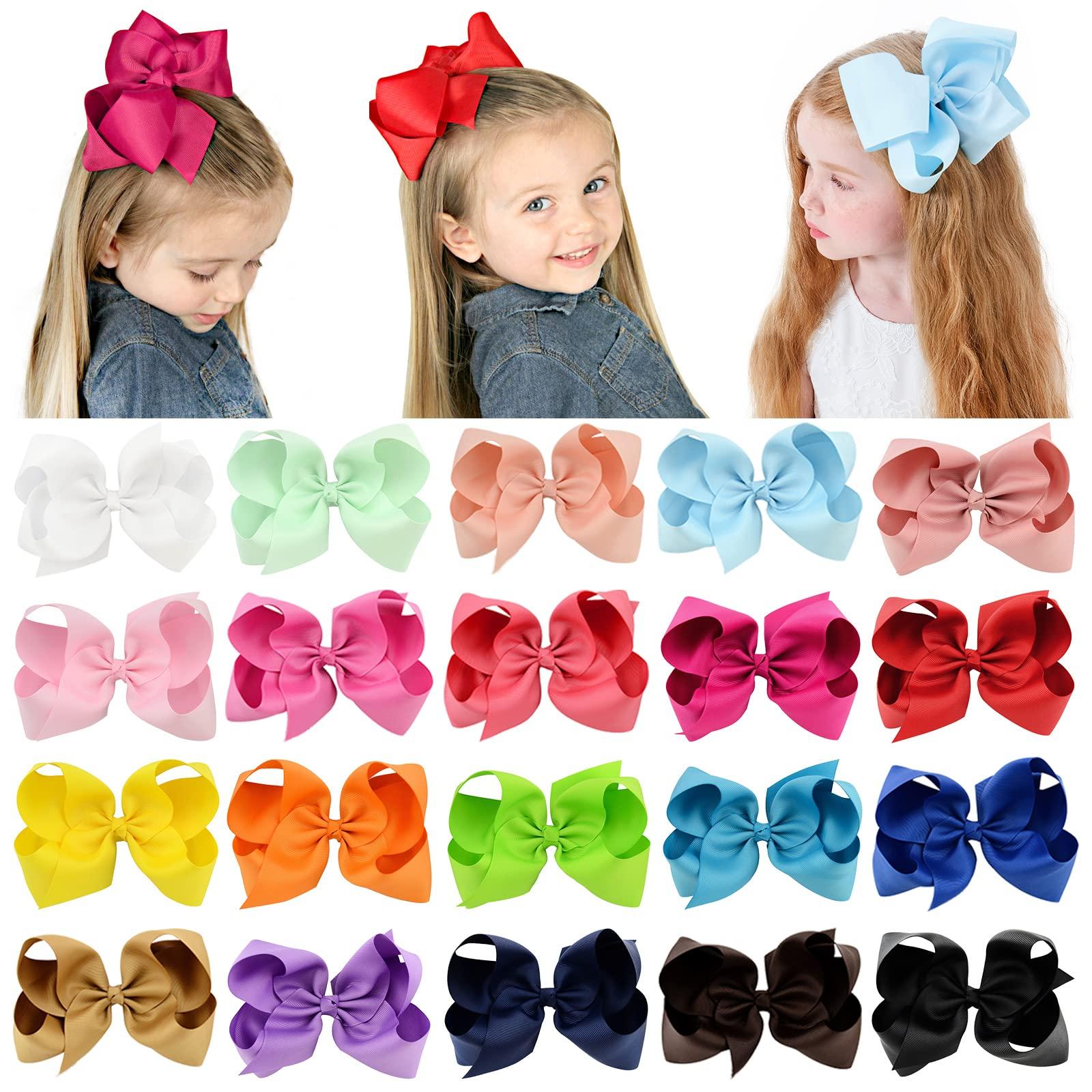 YHXX YLEN YHXX YLEN 20PCS Big 6 Inch Hair Bows for Girls Grosgrain Ribbon Toddler Hair Accessories with Alligator Clips for Toddlers Baby Girls Kids Teens
