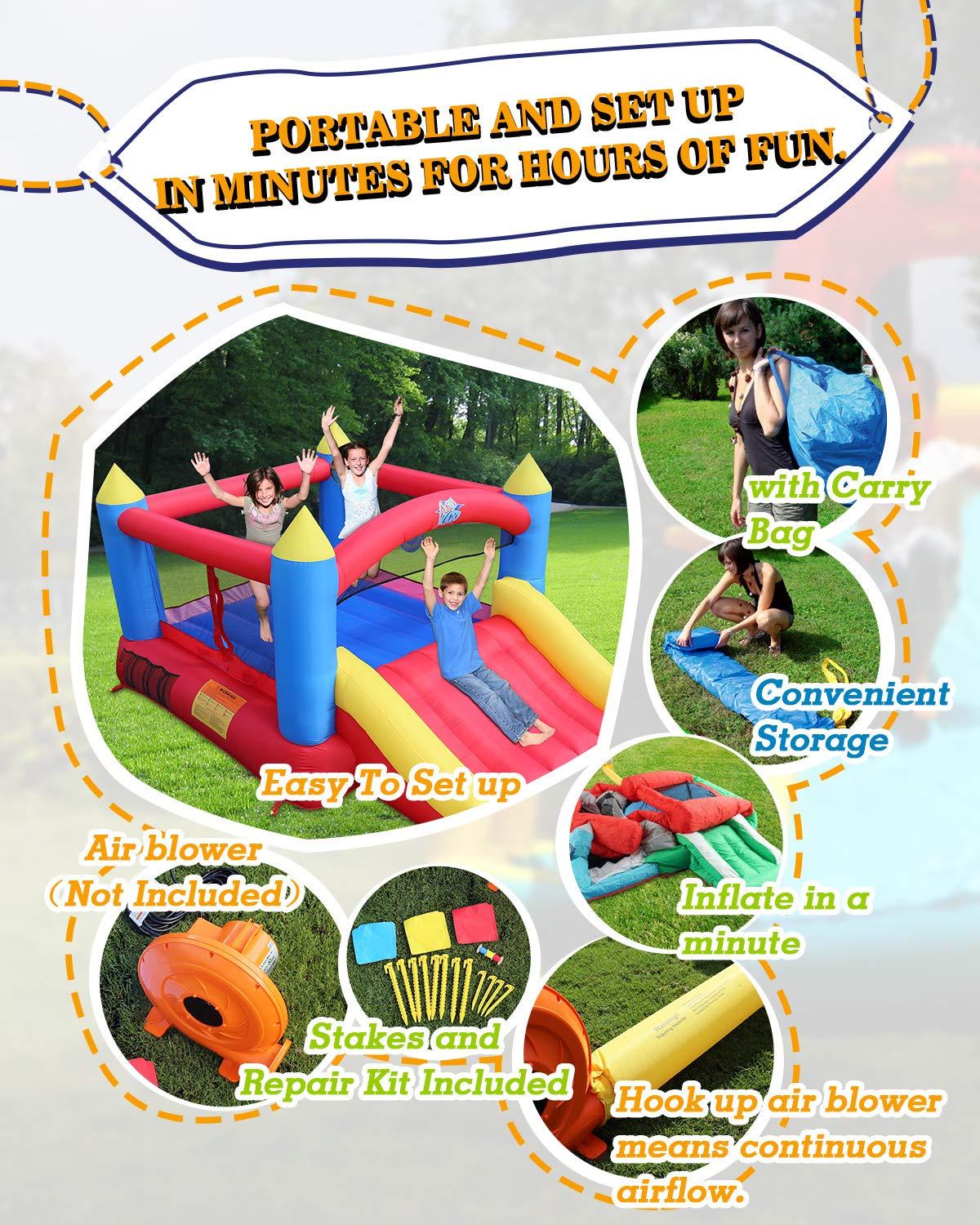 Action air ACTION AIR Bounce House, Inflatable Bouncer Without Air Blower, 450W/0.6HP Blower Needed to Operate, Durable Sewn with Extra Thick Material