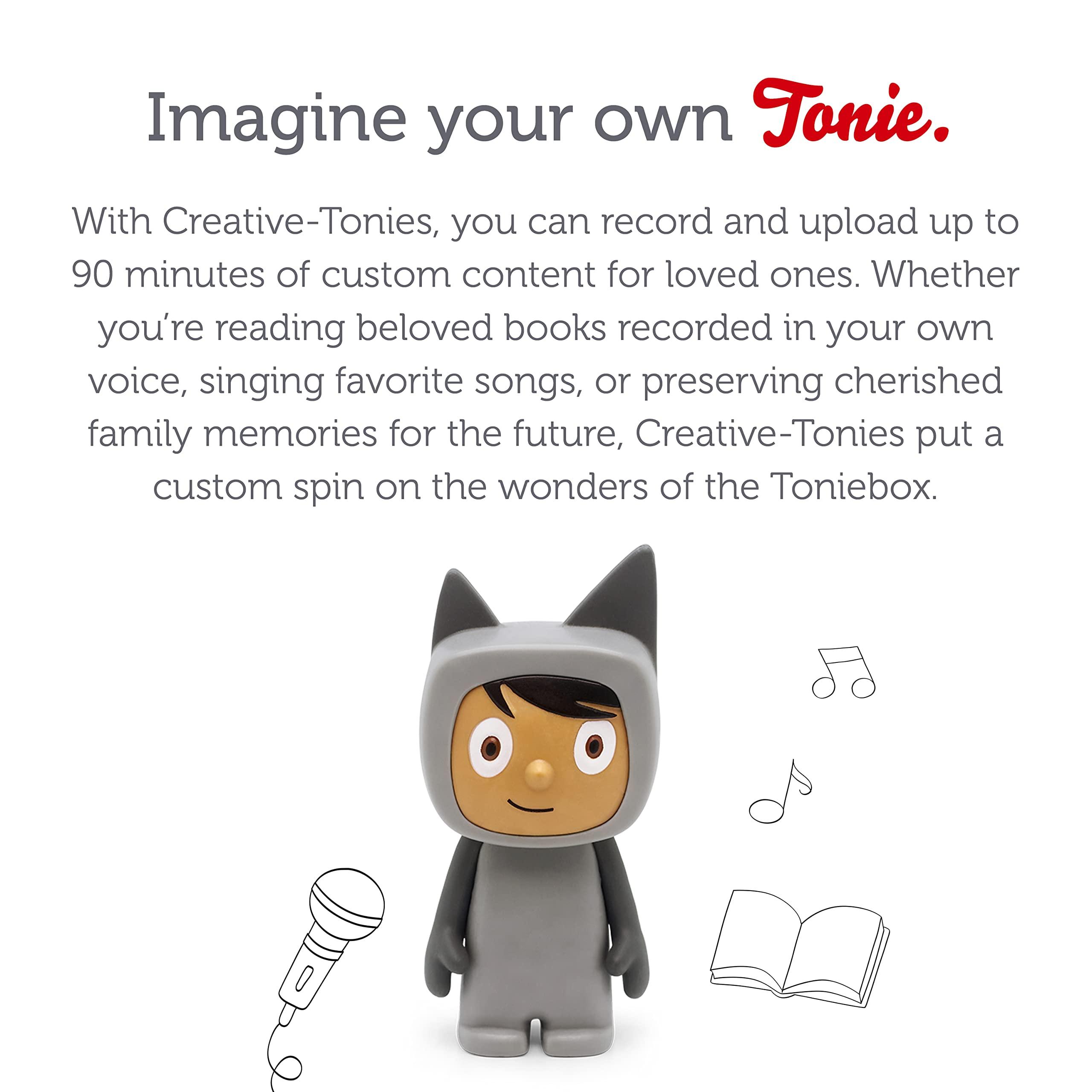 Tonies Tonies Creative Audio Character - Record and Upload up to 90 Minutes of Your Own Stories and Songs - Gray/Medium