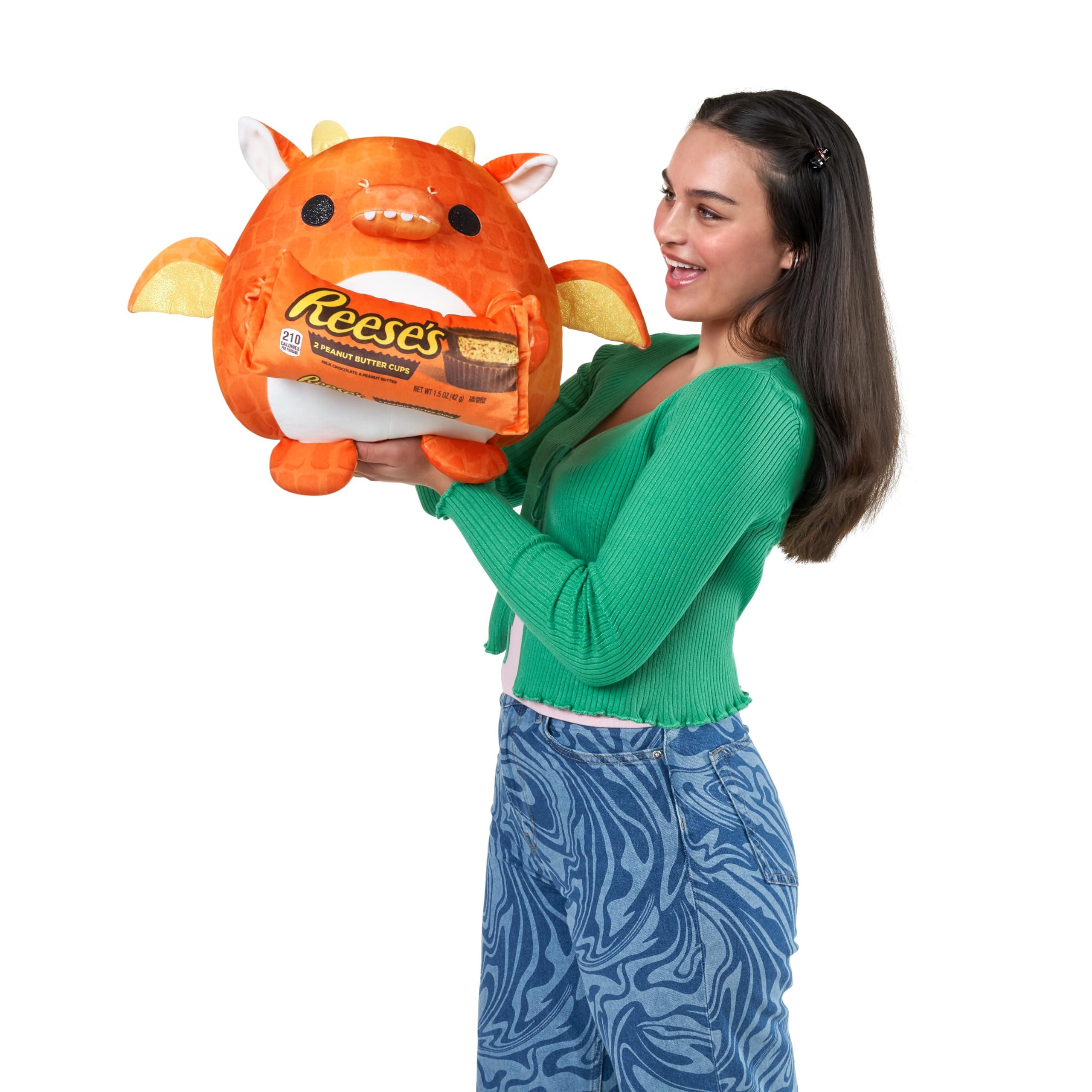 Snackles Snackles (Reese\'s Pieces) Dragon Super Sized 14 inch Plush by ZURU, Ultra Soft Plush, Collectible Plush with Real Licensed Brands, Stuffed Animal